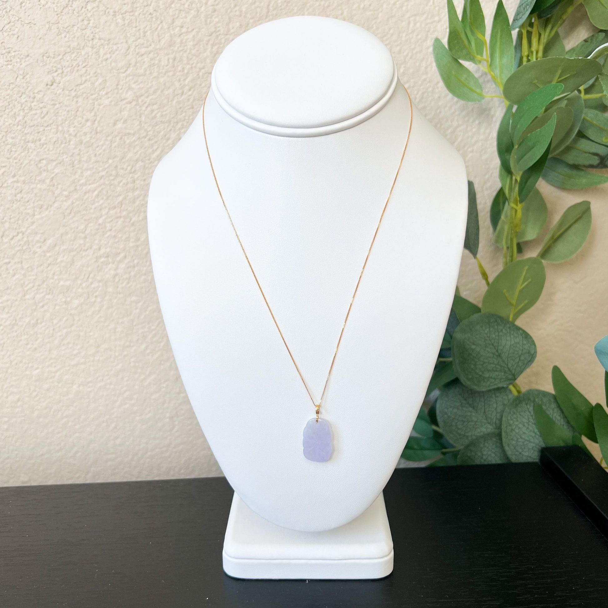 Small Purple Jade Flower Pendant, Jadeite Jade, 18K Gold Bail, Lavender, Pendant Necklace, FSX-1221-TXC37567 - AriaDesignCollection