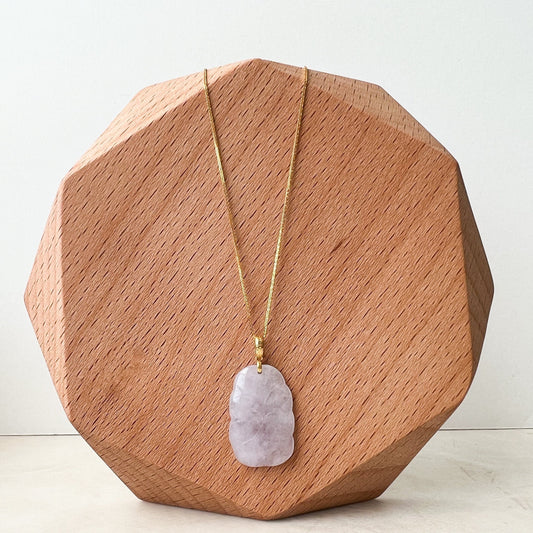 Small Purple Jade Flower Pendant, Jadeite Jade, 18K Gold Bail, Lavender, Pendant Necklace, FSX-1221-TXC37567 - AriaDesignCollection