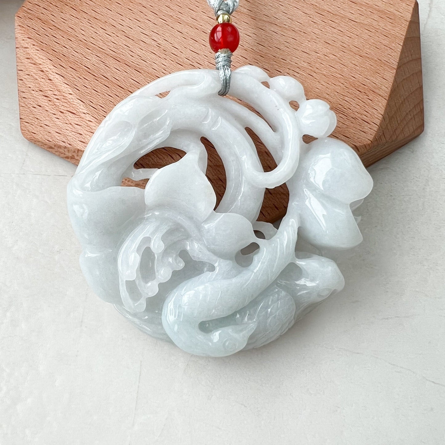 Jadeite Jade Flower Floral Twin Bird Hand Carved Pendant, ZYF-1221-1646321987 - AriaDesignCollection