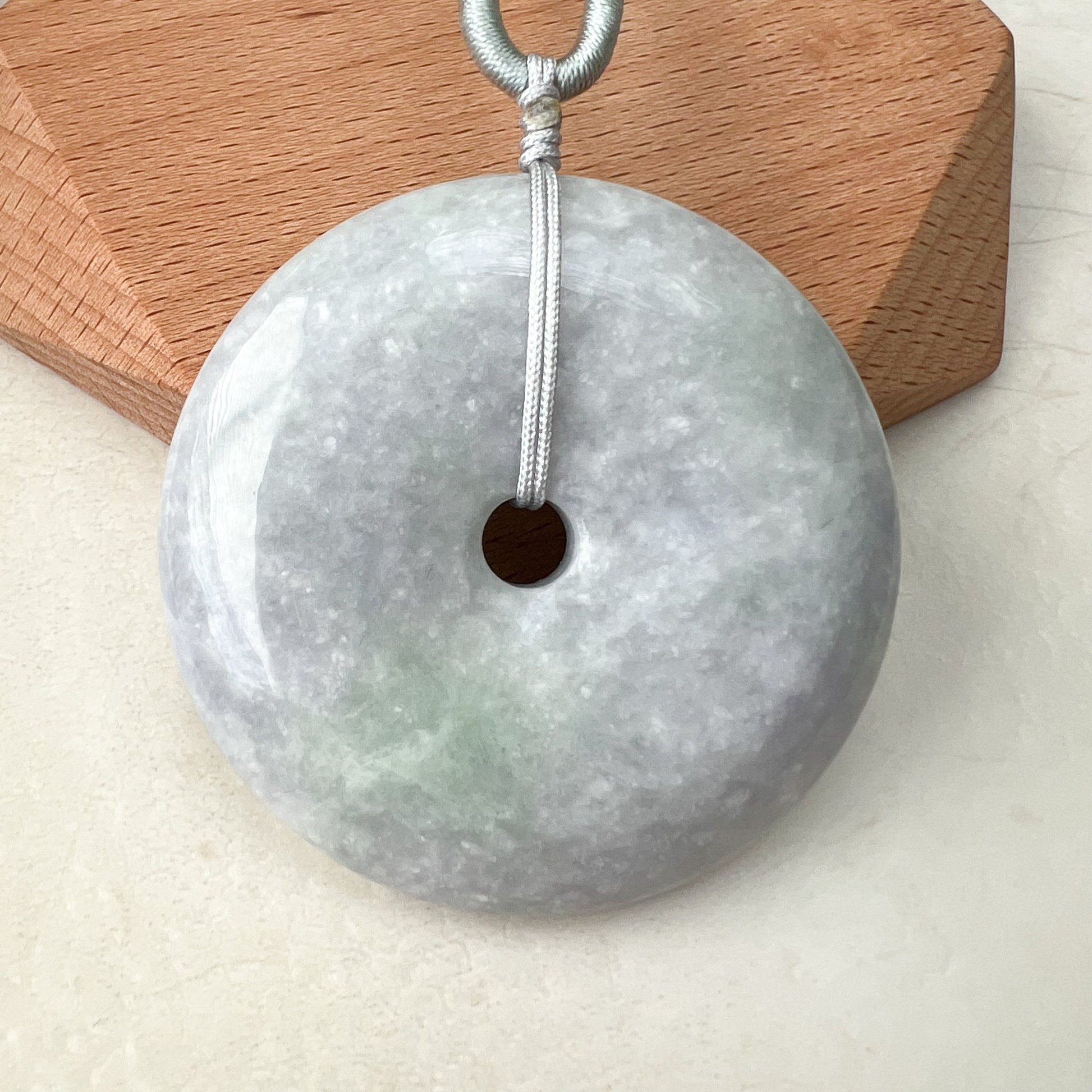 Large Light Purple Jadeite Jade Circle Donut Carved Necklace, XY-1221-1646191616 - AriaDesignCollection