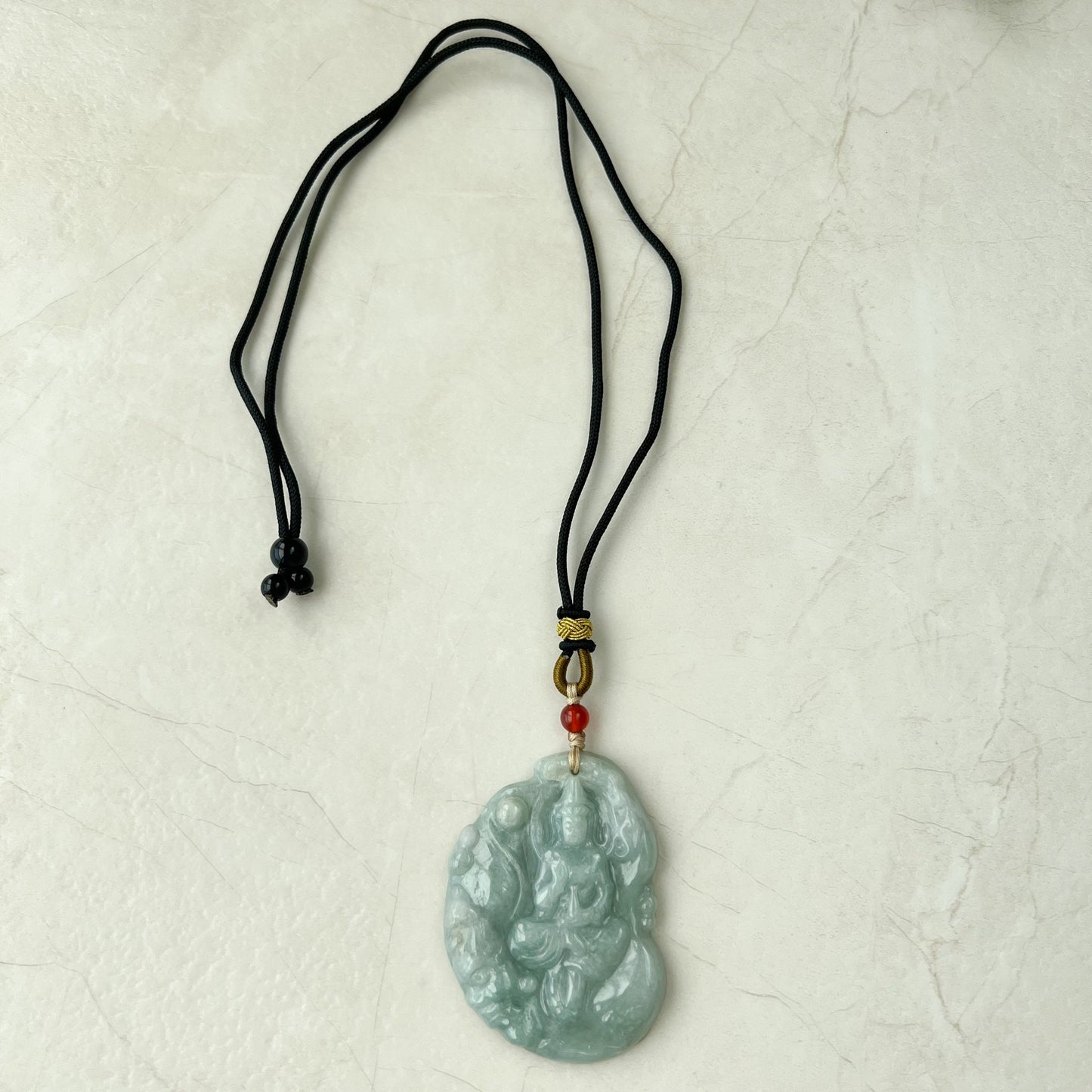 Jadeite Jade Guan Yin Avalokiteshvara, Quan Am, Hand Carved Pendant Necklace, YJ-1221-0235529 - AriaDesignCollection