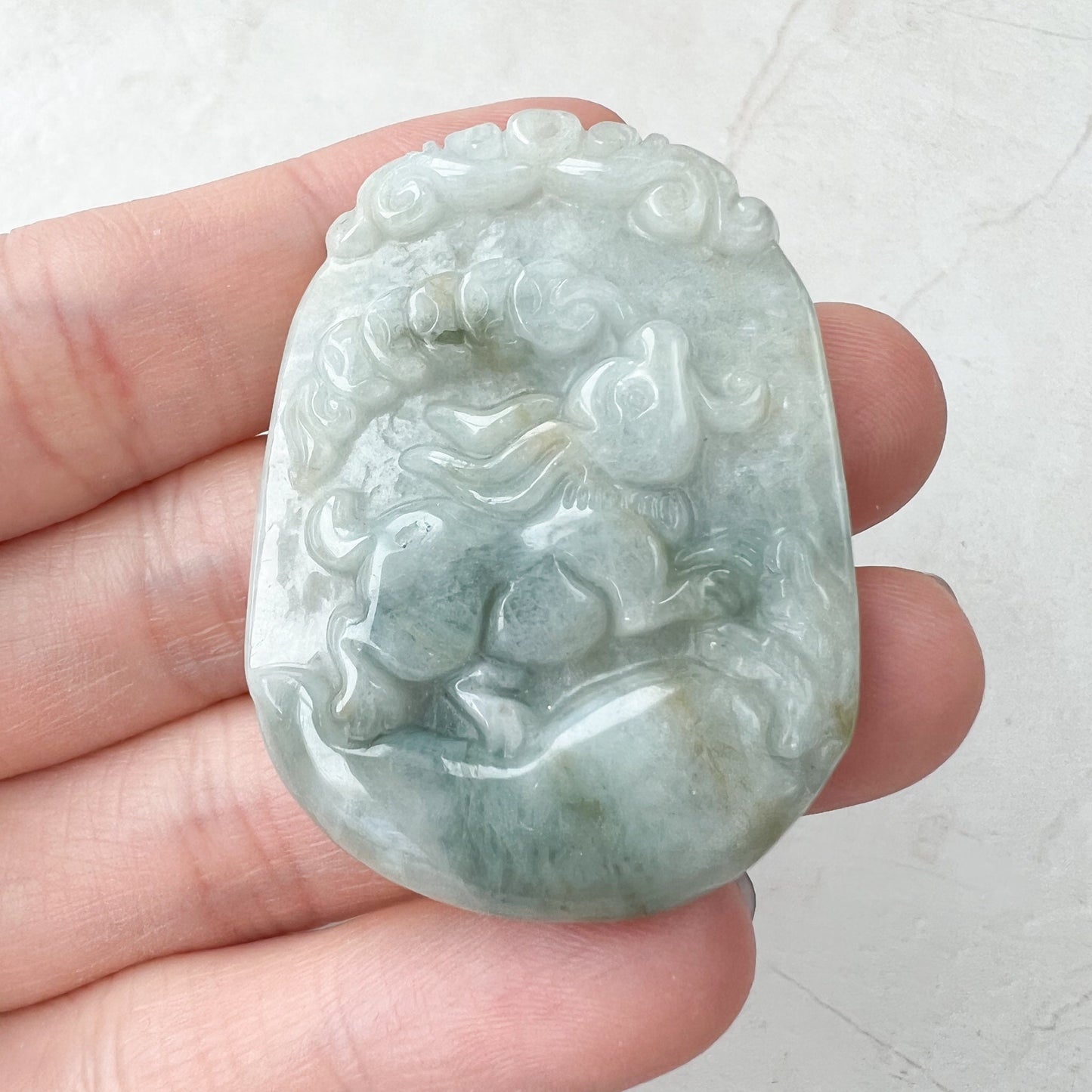 Jadeite Jade Rabbit Chinese Zodiac Carved Pendant Necklace, YW-0321-1646161774 - AriaDesignCollection