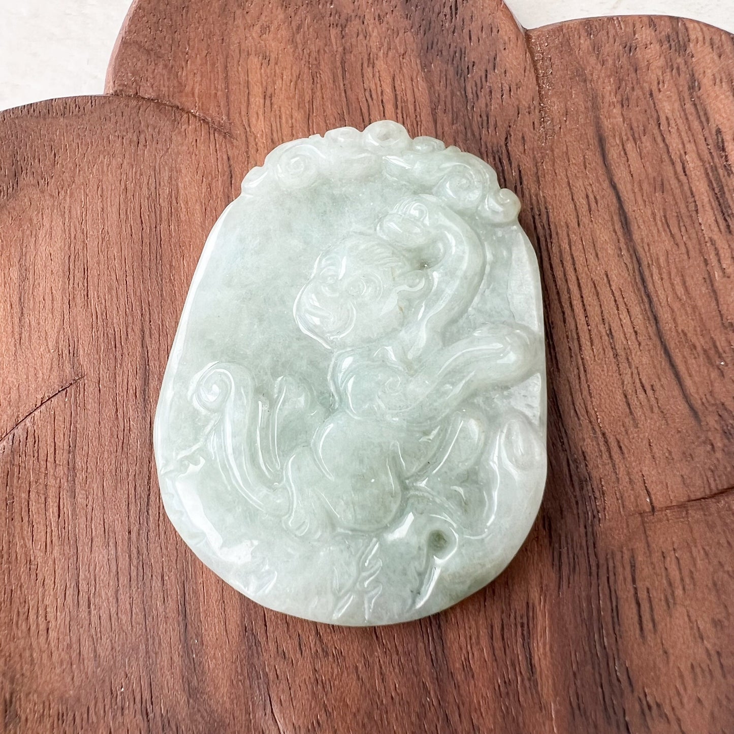 Jadeite Jade Monkey Chinese Zodiac Carved Pendant Necklace, YW-0321-1646161739 - AriaDesignCollection