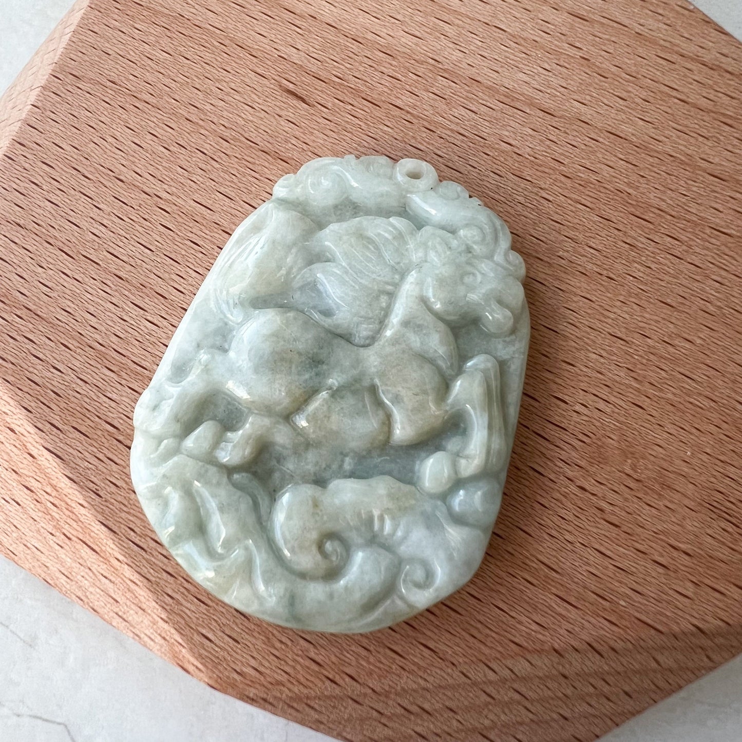 Horse Jade Chinese Zodiac Rustic Carved Pendant Necklace, YW-0321-1646161688 - AriaDesignCollection