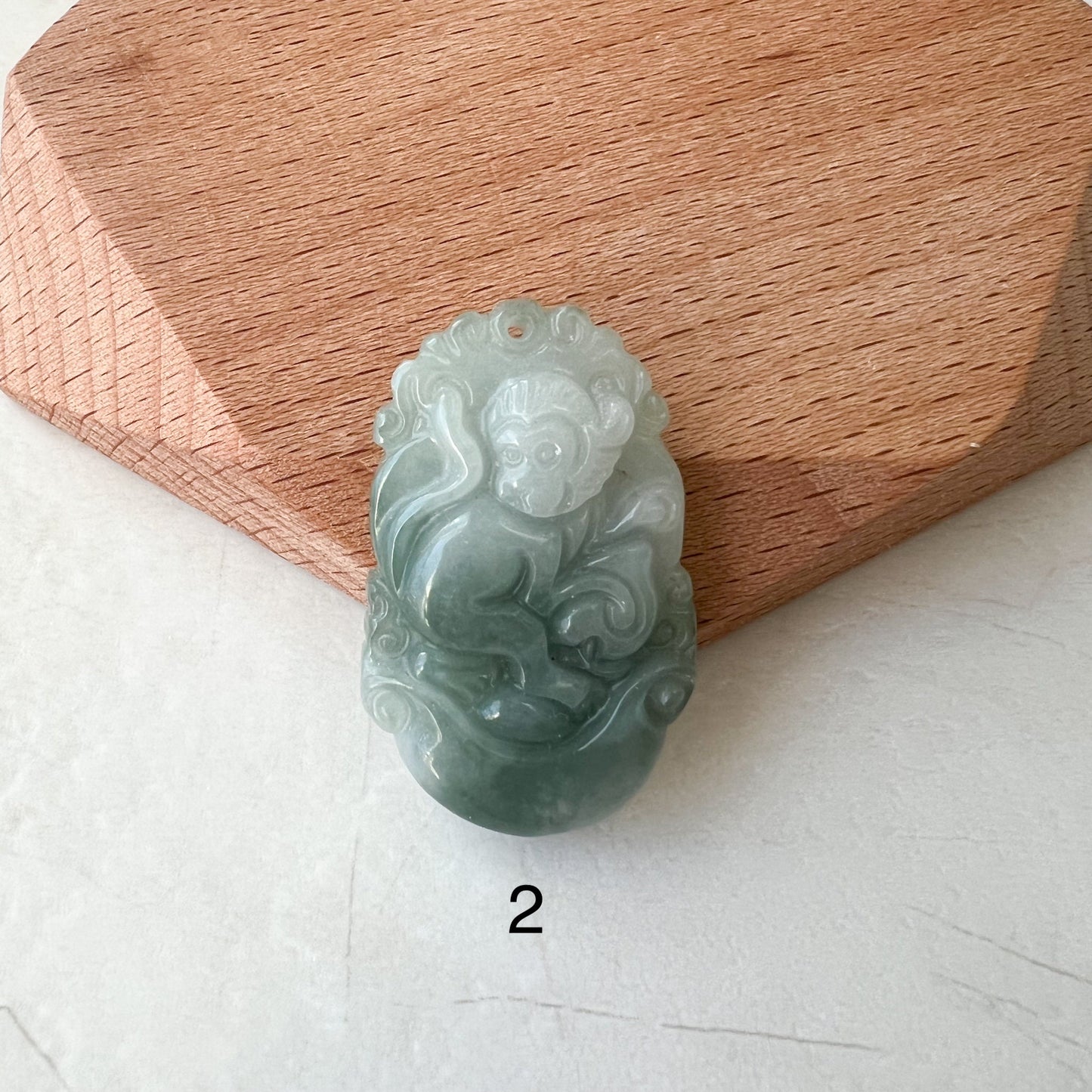 Jadeite Jade Monkey Chinese Zodiac Carved Pendant Necklace, YW-0321-1646067166 - AriaDesignCollection