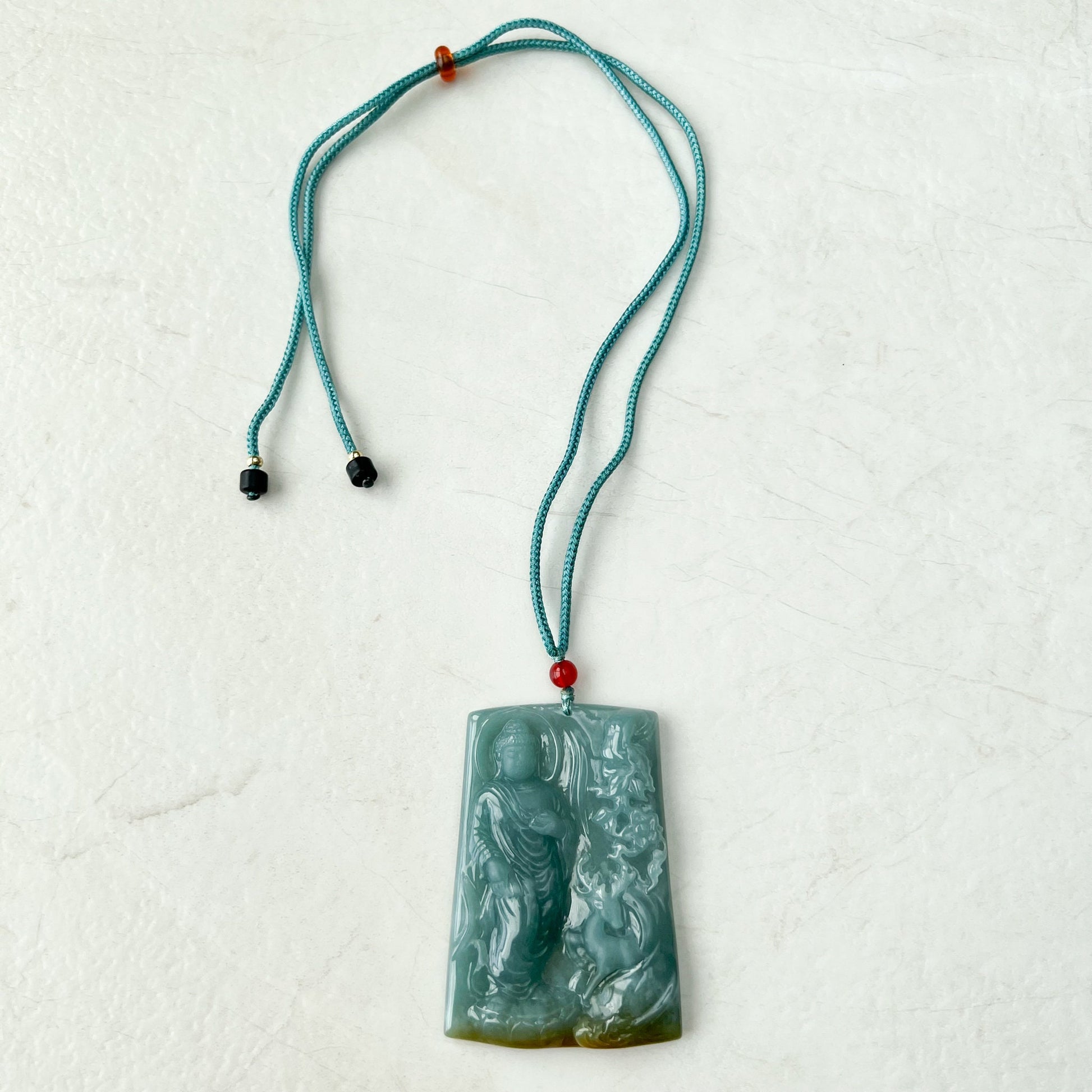 Jadeite Jade Vairocana Buddha Da Ri Ru Lai Carved Pendant Necklace, ZYF-0921-1646192222 - AriaDesignCollection