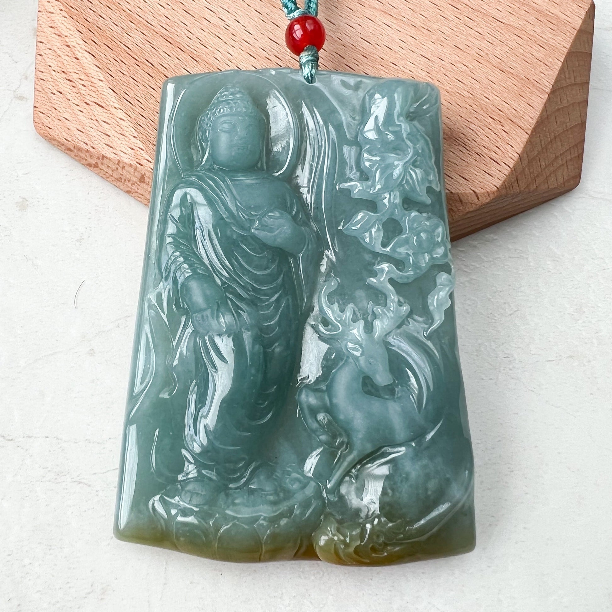 Jadeite Jade Vairocana Buddha Da Ri Ru Lai Carved Pendant Necklace, ZYF-0921-1646192222 - AriaDesignCollection