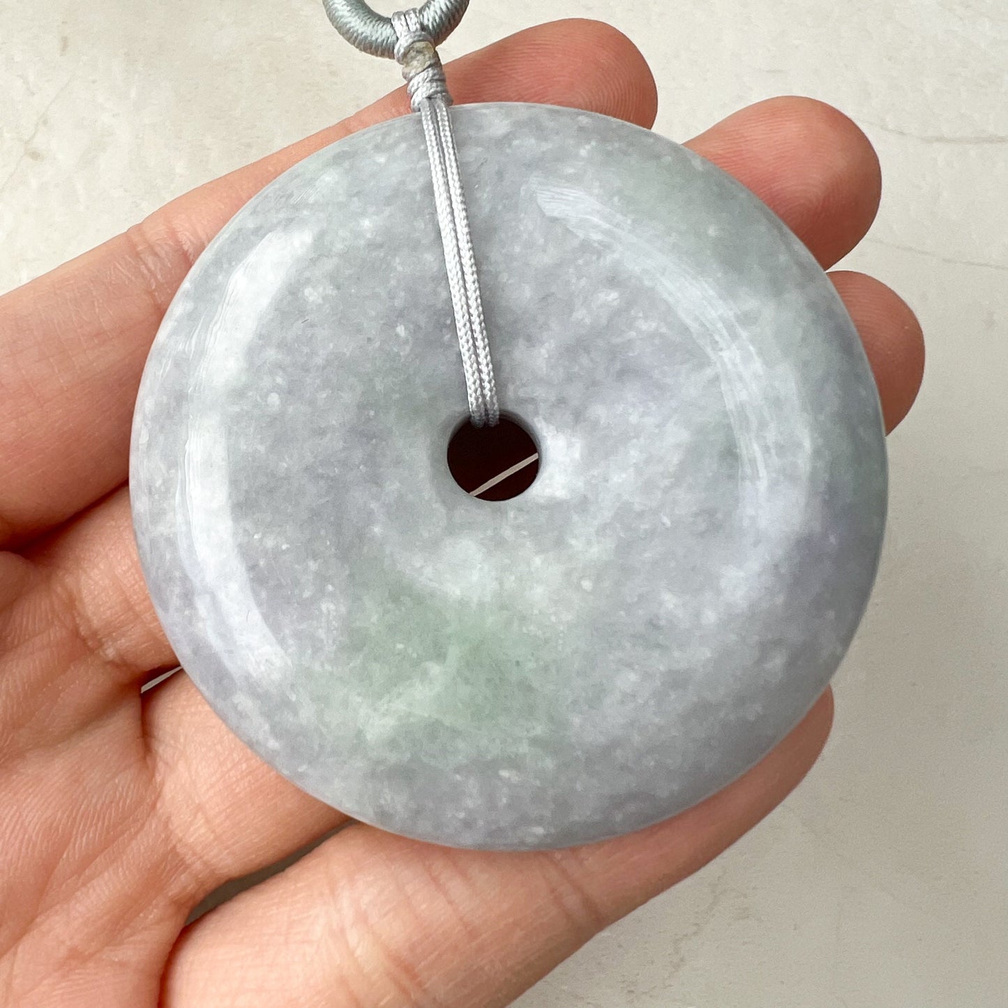 Large Light Purple Jadeite Jade Circle Donut Carved Necklace, XY-1221-1646191616 - AriaDesignCollection