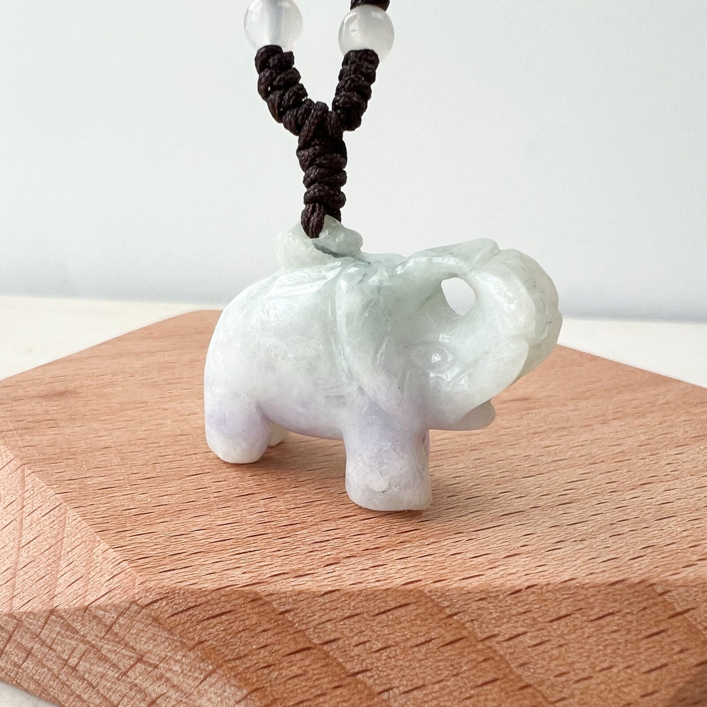 Light Purple Green Jadeite Jade Elephant Carved Necklace, YW-0110-1646756467 - AriaDesignCollection