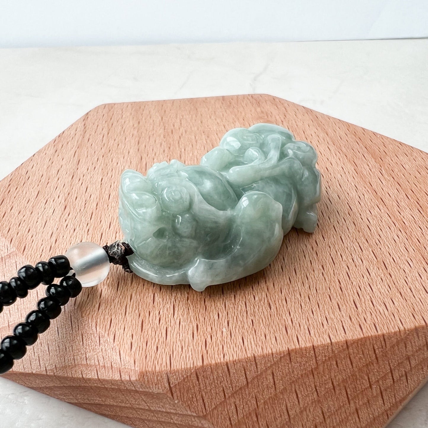 Green Jadeite Jade Dragon Pixiu Pi Xiu, Han Tu, Dragon Chinese Carved Pendant, YJ-1221-0268500 - AriaDesignCollection