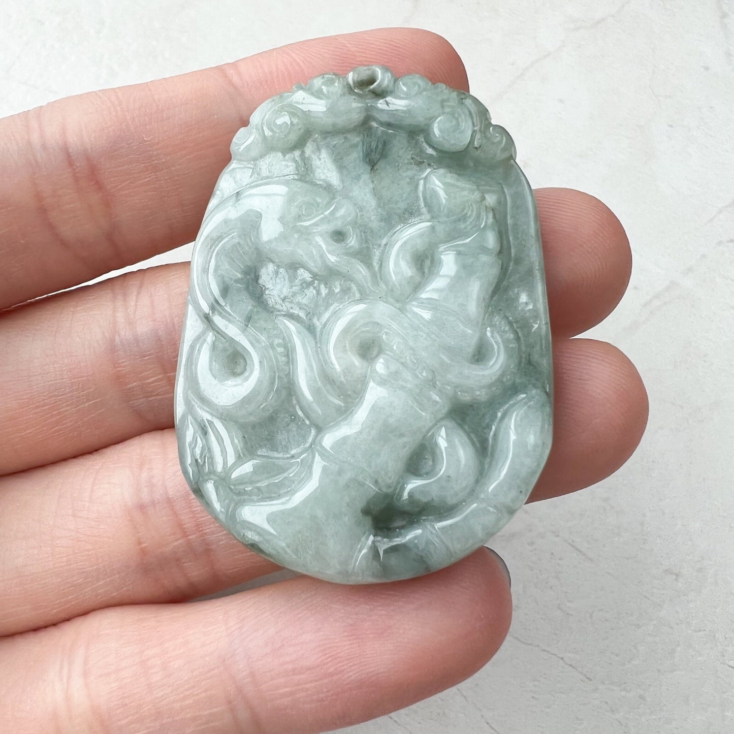 Jadeite Jade Snake Chinese Zodiac Carved Pendant Necklace, YW-0321-1646161827 - AriaDesignCollection