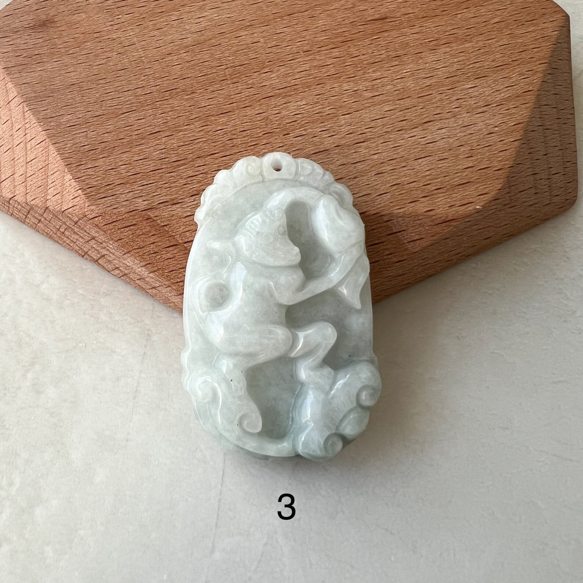 Jadeite Jade Monkey Chinese Zodiac Carved Pendant Necklace, YW-0321-1646067166 - AriaDesignCollection