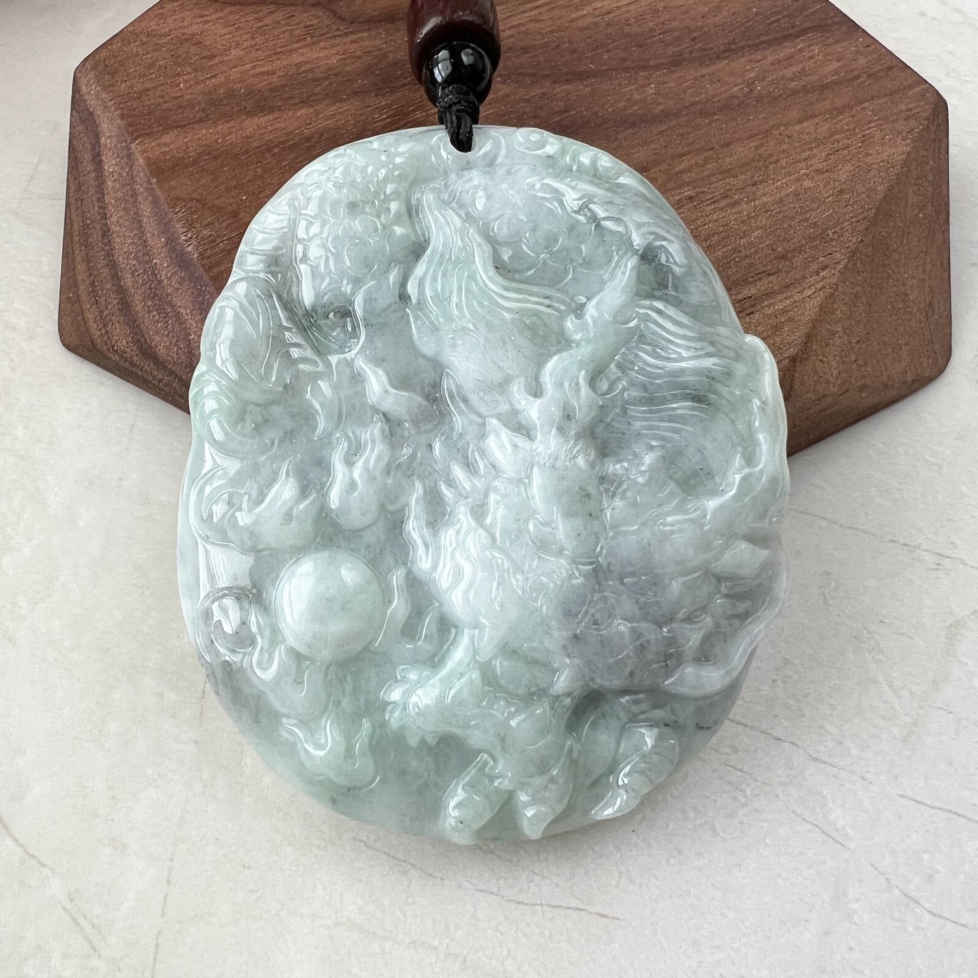 Jadeite Jade Dragon Chinese Zodiac Hand Carved Pendant Necklace, YJ-0321-0447222 - AriaDesignCollection