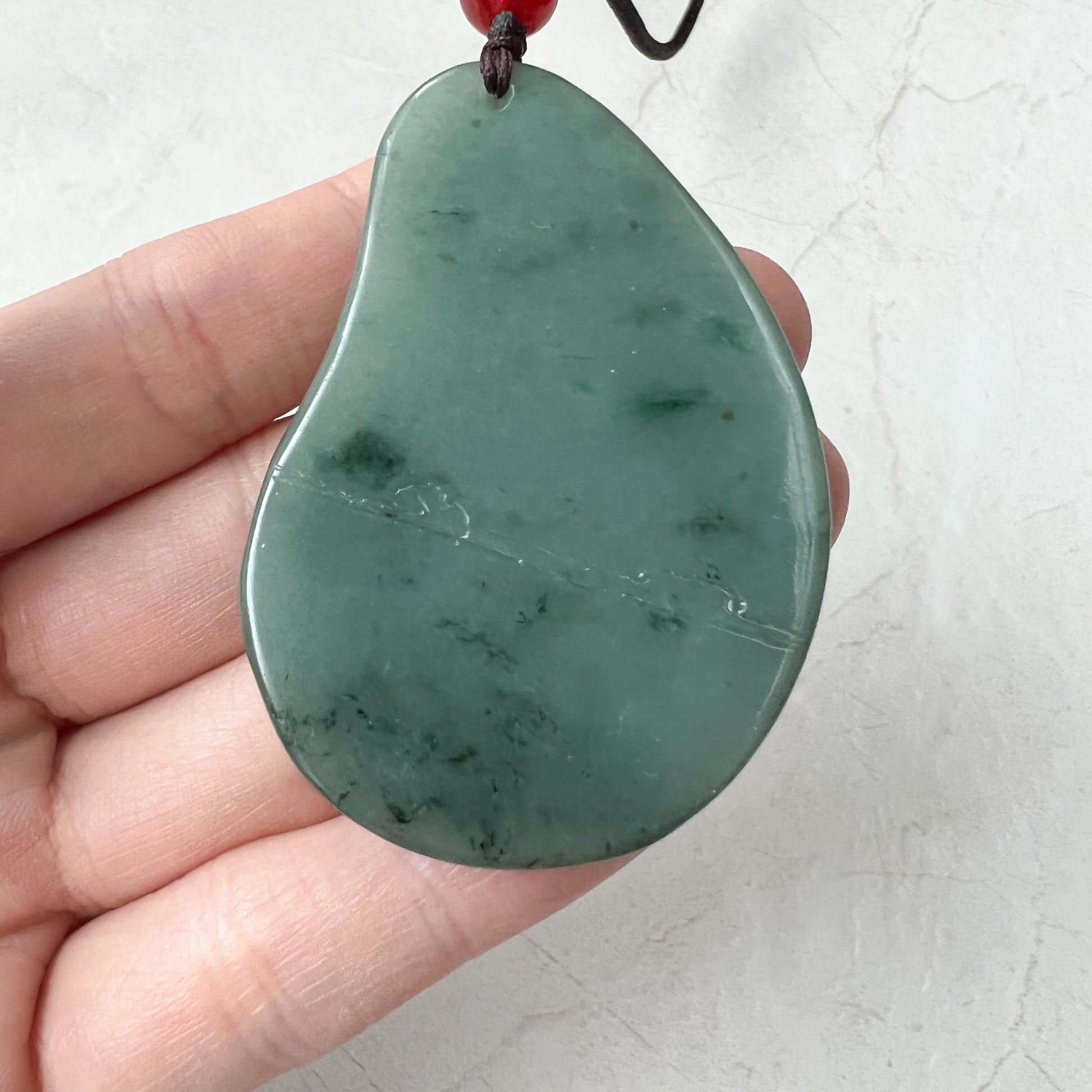 Green Jadeite Jade Landscape, Mountain Forest River Tree Scenery, Hand Carved Pendant Necklace, YJ-1221-0235527 - AriaDesignCollection