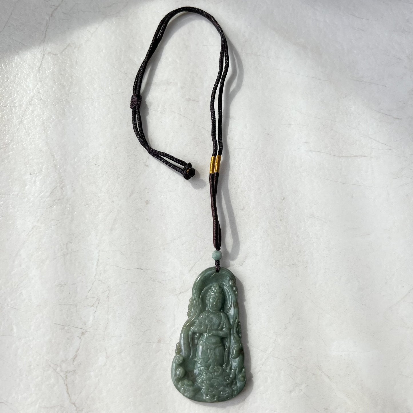 Jadeite Jade Guan Yin Avalokiteshvara and Dragon Carved Pendant Necklace, Quan Am, YJ-1221-0279115 - AriaDesignCollection