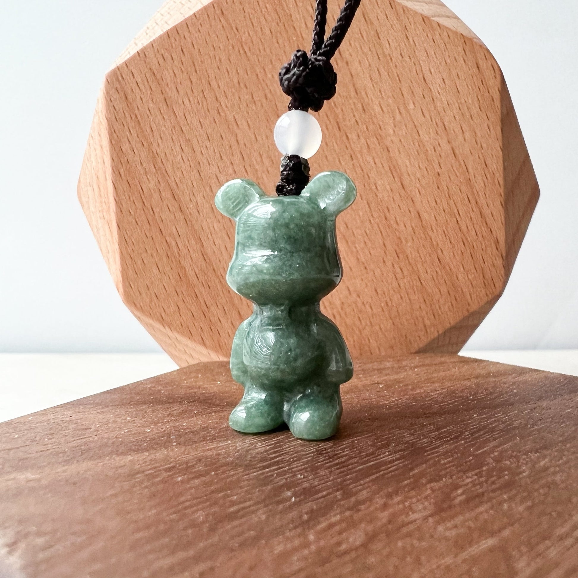Jadeite Jade Teddy Bear Hand Carved Necklace, SHWQ-0322-1646849374 - AriaDesignCollection