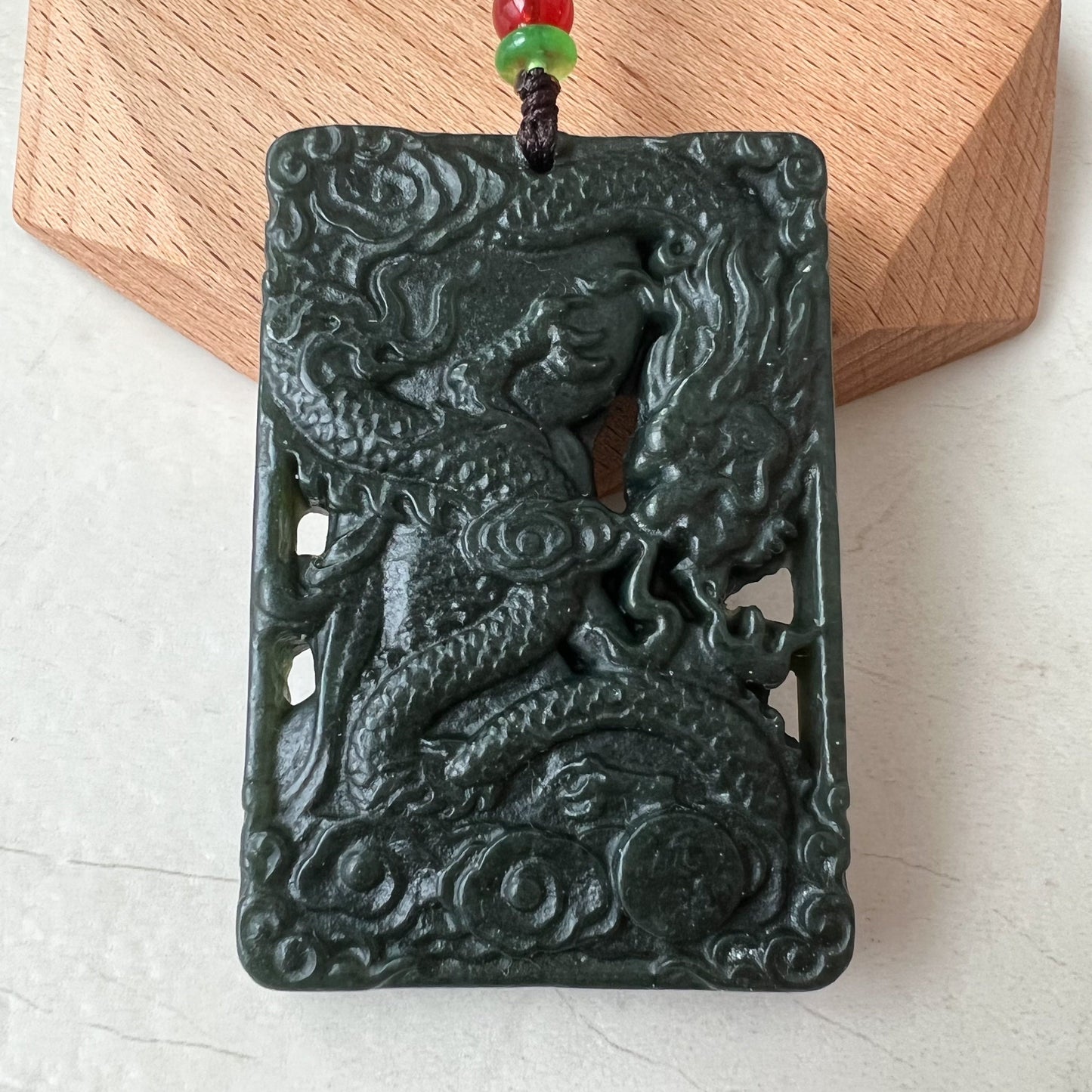 Nephrite Jade Guan Yin Necklace, Hand Carved, Dark Green Jade, Quan Am, Female Buddha Pendant, RM-1221-1649624212 - AriaDesignCollection