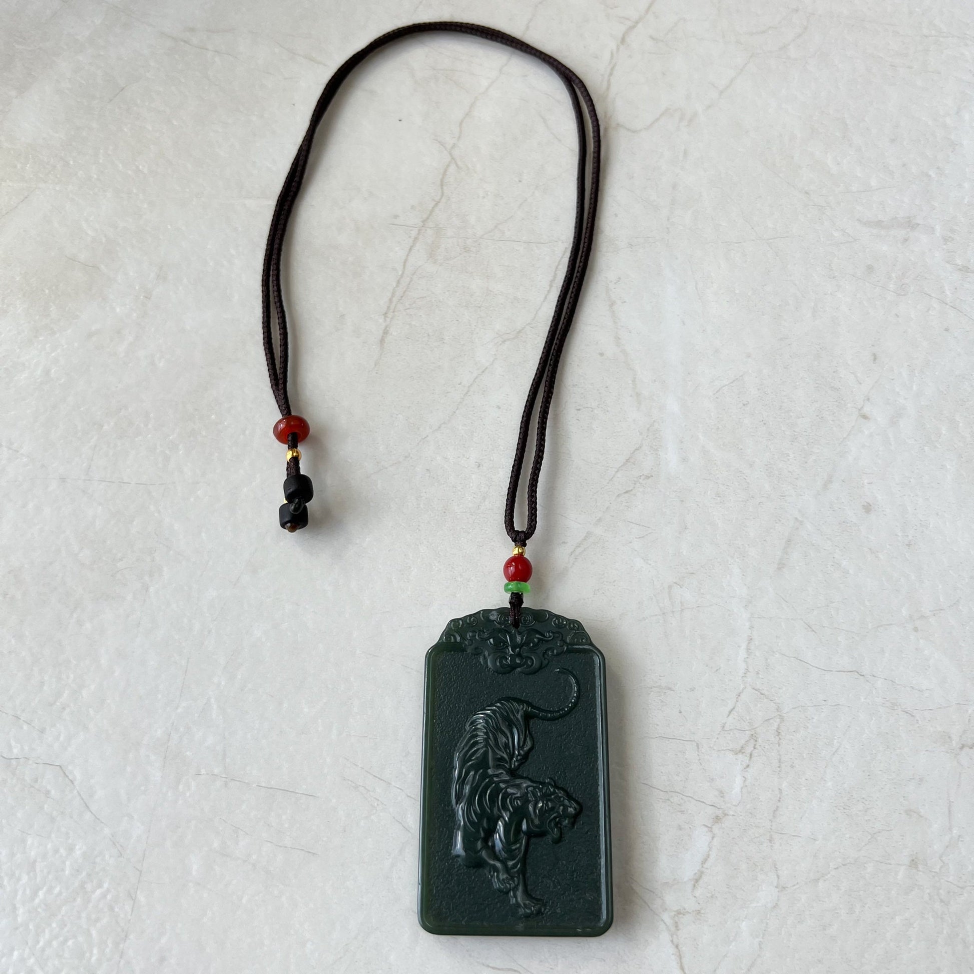 Nephrite Jade Akasagarbha Buddha, Xu Kong Zang, Hư Không Tạng Bồ Tát, bodhisattva, Tiger Zodiac Pendant Necklace, RM-1221-1649646234 - AriaDesignCollection