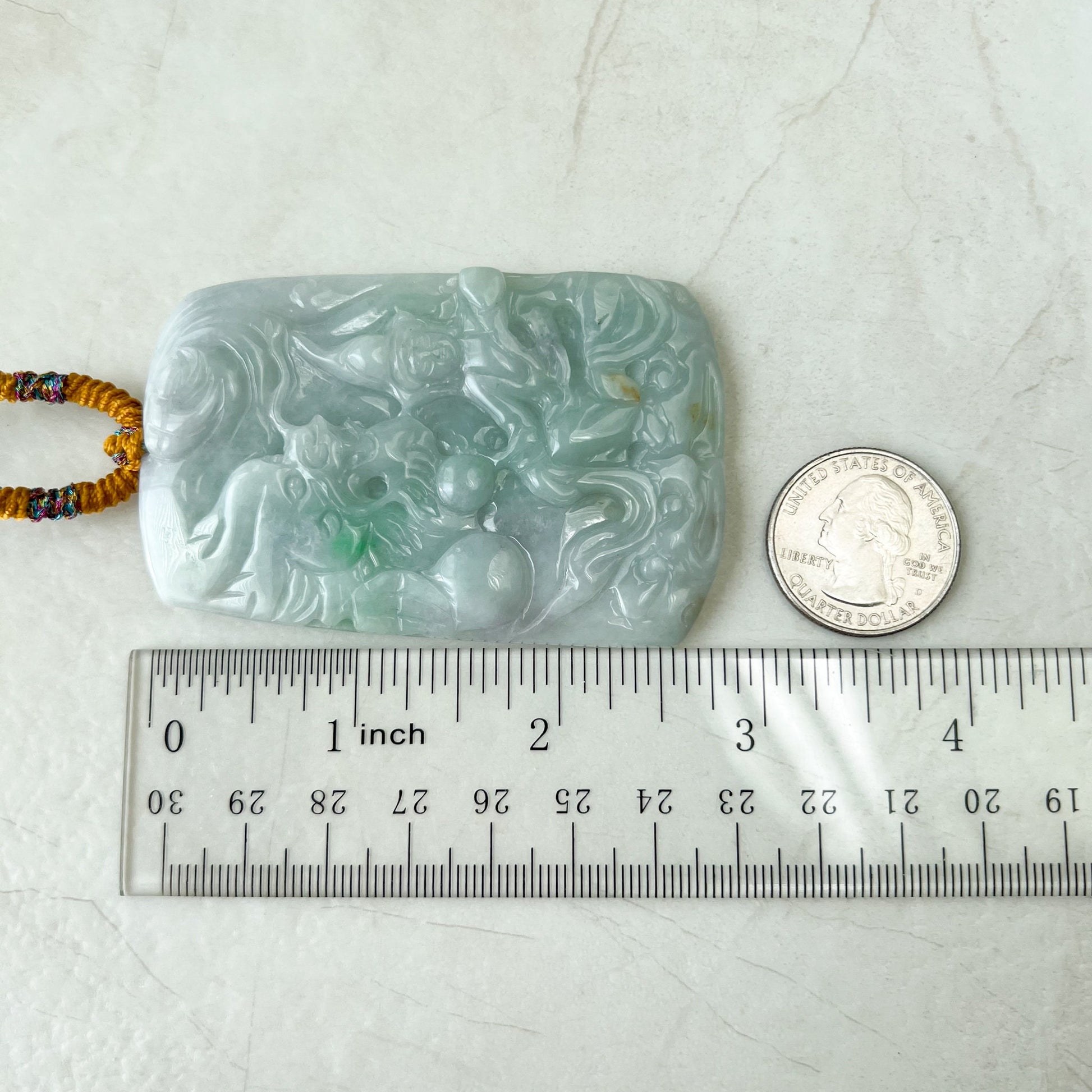 Jadeite Jade Mahasthamaprapta Buddha, Da Shi Zhi , Đại Thế Chí Bồ tát, 大势至, Large Dragon Carved Pendant Necklace, YJ-1221-0244290 - AriaDesignCollection