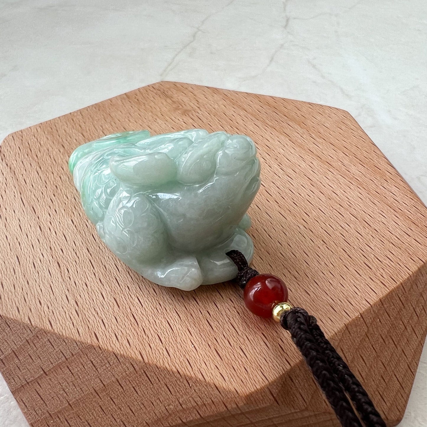 Green Jadeite Jade, Dragon Pixiu Pi Xiu, 貔貅, Dragon Chinese Carved Pendant, ZYF-1221-1651242206 - AriaDesignCollection