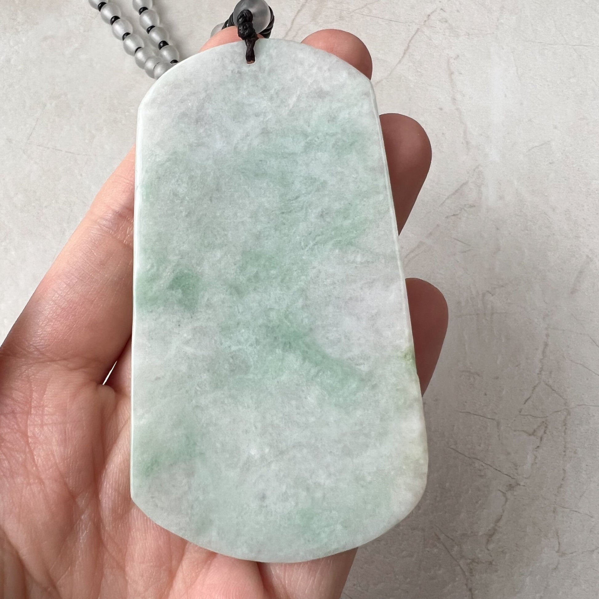 Large Jadeite Jade Tiger, Green White Jade, Chinese Zodiac Carved Pendant Necklace, YJ-1221-0235533 - AriaDesignCollection