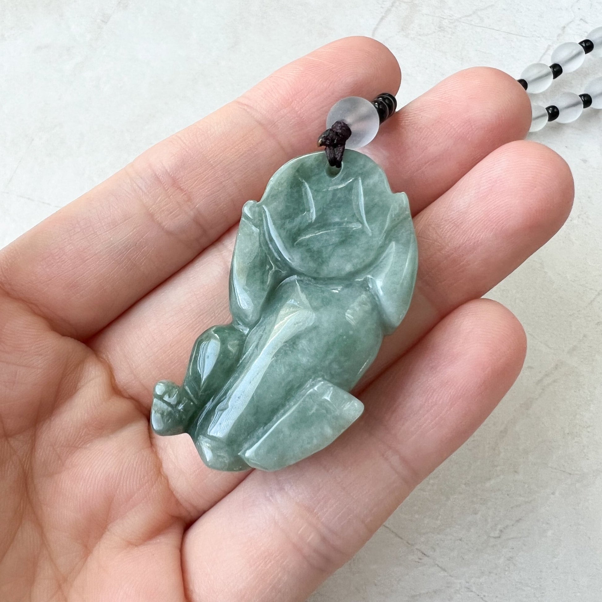 Green Jadeite Jade, Dragon Pixiu Pi Xiu, 貔貅, Dragon Chinese Carved Pendant, YJ-1221-0168140 - AriaDesignCollection