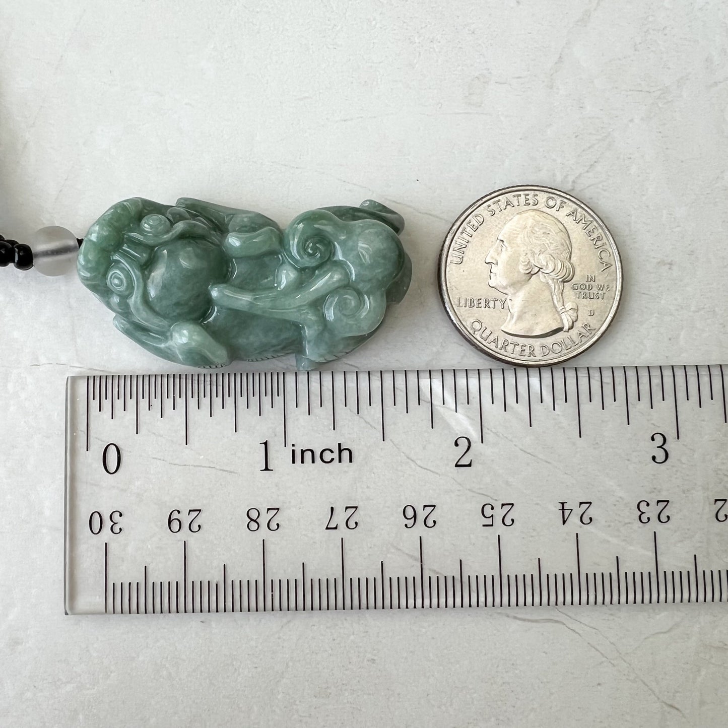 Green Jadeite Jade, Dragon Pixiu Pi Xiu, 貔貅, Dragon Chinese Carved Pendant, YJ-1221-0168140 - AriaDesignCollection