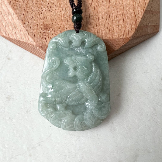 Jadeite Jade Tiger, Green Jade, Chinese Zodiac Carved Pendant Necklace, YJ-0322-0336542 - AriaDesignCollection