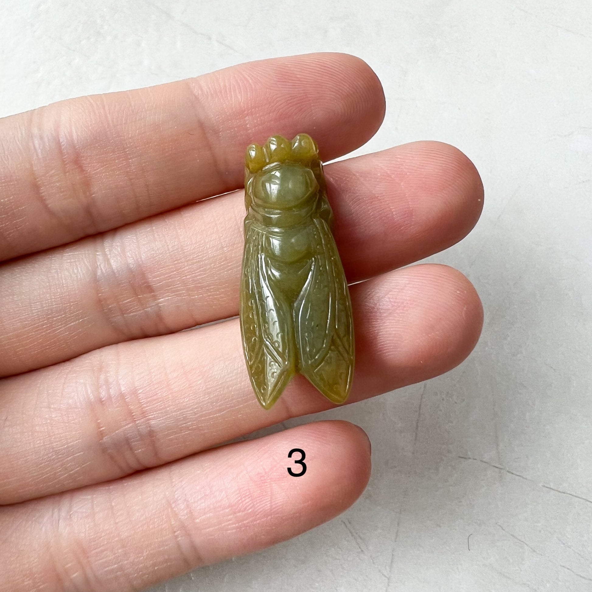 Small Jade Cicada, Green Yellow Jadeite Jade, Hand Carved Pendant Necklace, ZYF-0322-1652109402 - AriaDesignCollection