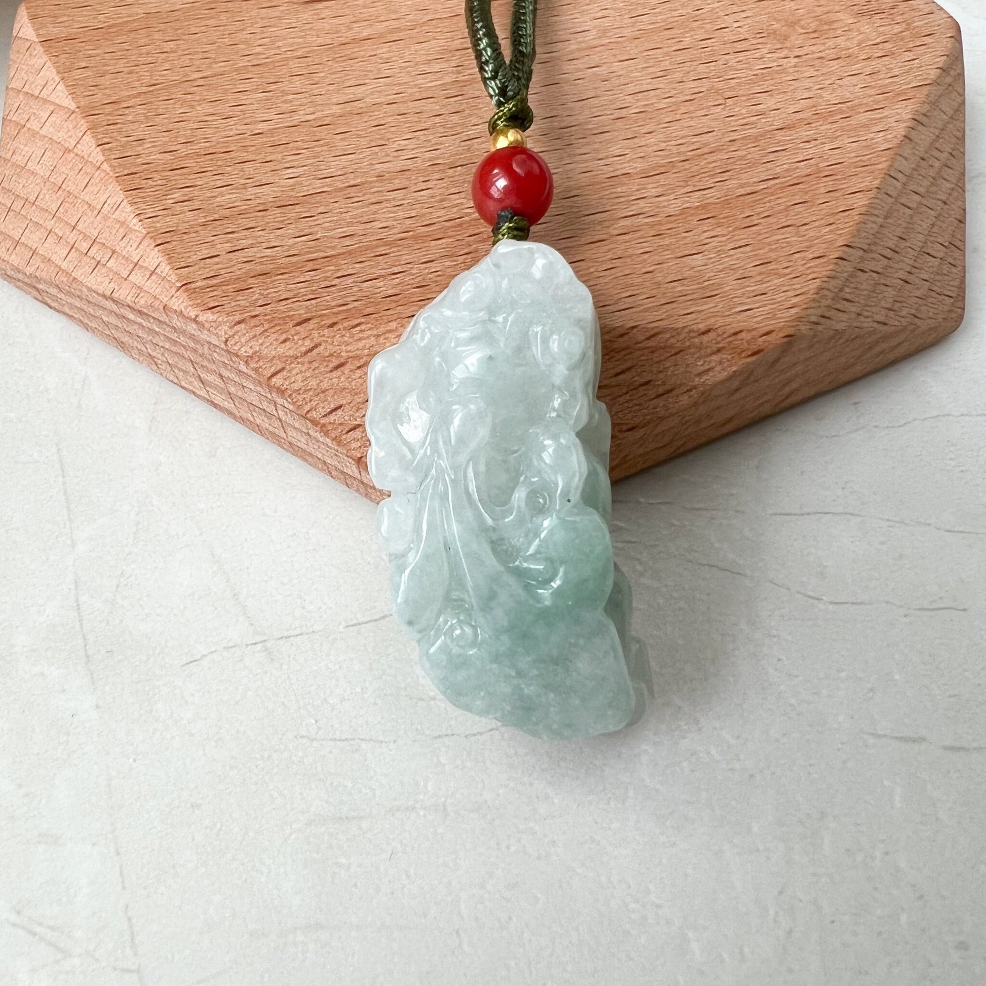 Light Green Jadeite Jade, Dragon Pixiu Pi Xiu, 貔貅, Dragon Chinese Carved Pendant, ZYF-0322-1652195566 - AriaDesignCollection