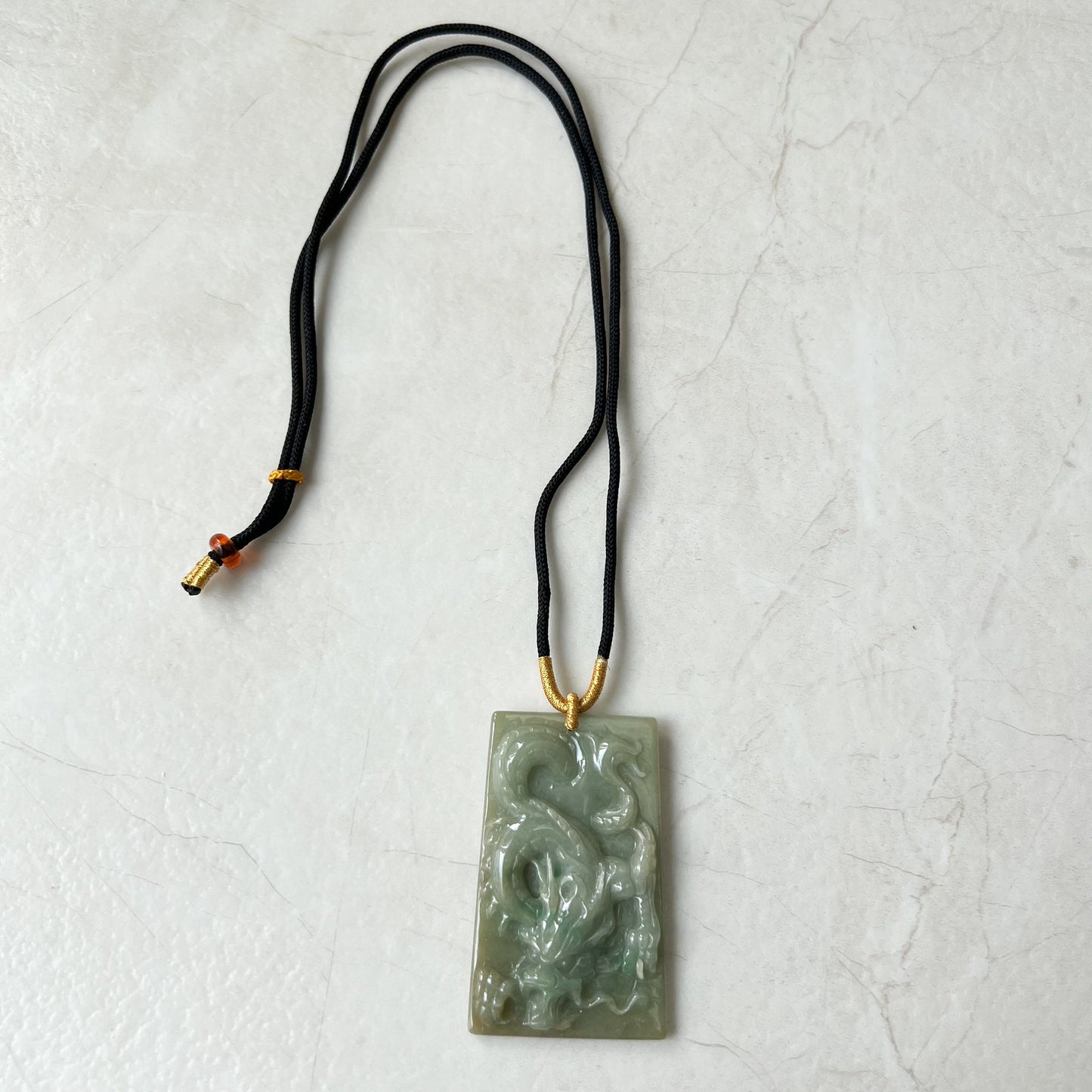 Jadeite Jade Dragon Chinese Zodiac Hand Carved Pendant Necklace, YJ-0321-0319300 - AriaDesignCollection