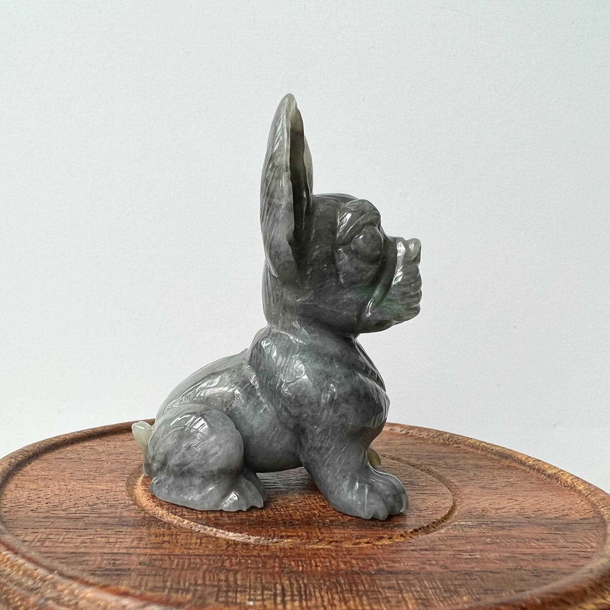 Jadeite Jade Black Dog, Chinese Hand Carved Statue, Figurine, Display, Decoration, YJ-1221-0316700 - AriaDesignCollection