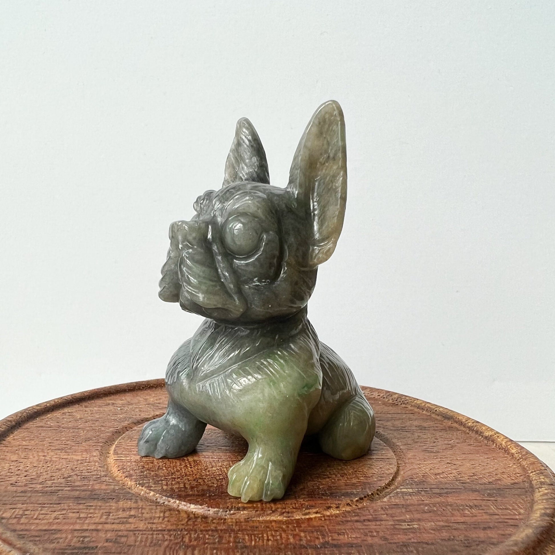 Jadeite Jade Black Dog, Chinese Hand Carved Statue, Figurine, Display, Decoration, YJ-1221-0316700 - AriaDesignCollection