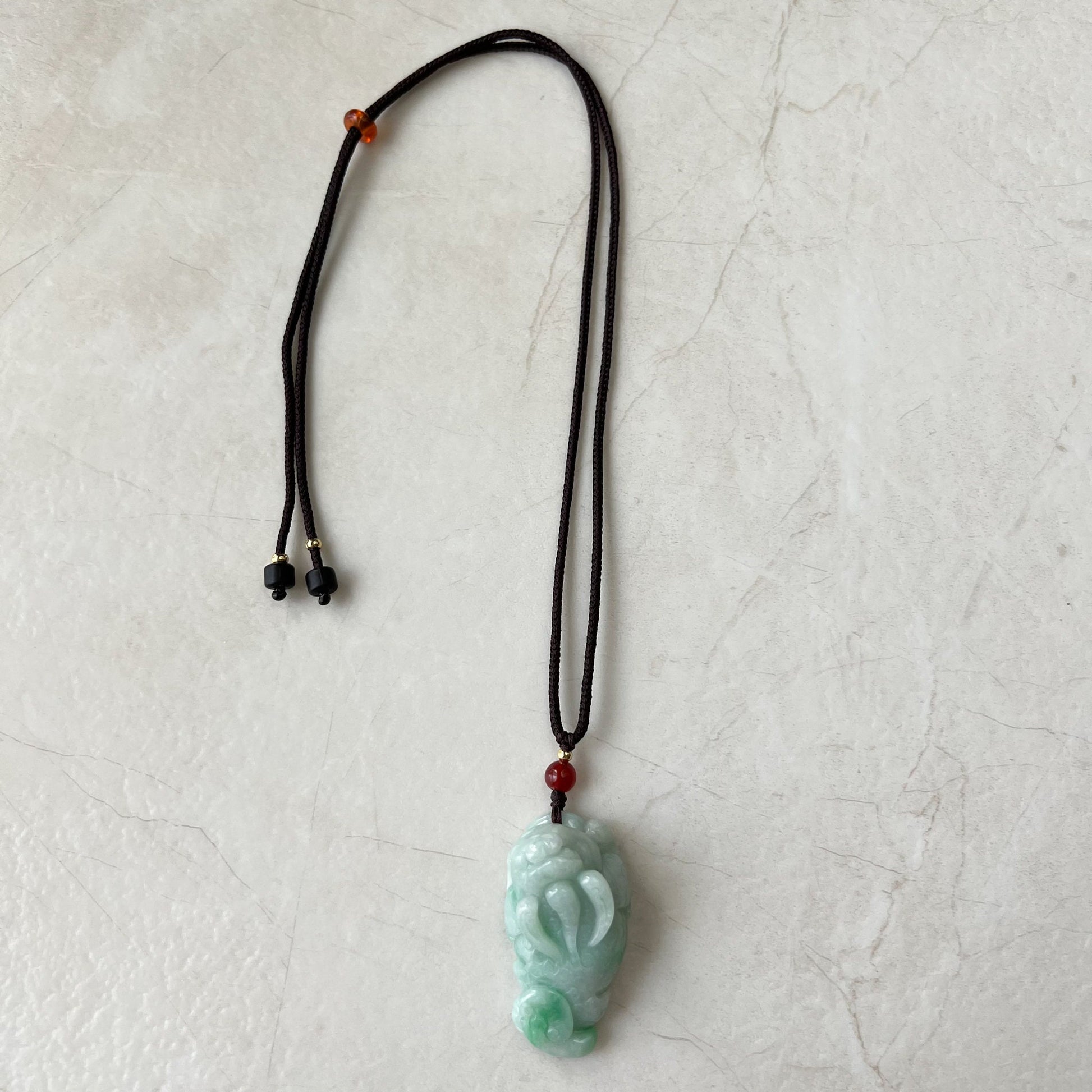 Green Jadeite Jade, Dragon Pixiu Pi Xiu, 貔貅, Dragon Chinese Carved Pendant, ZYF-1221-1651242206 - AriaDesignCollection