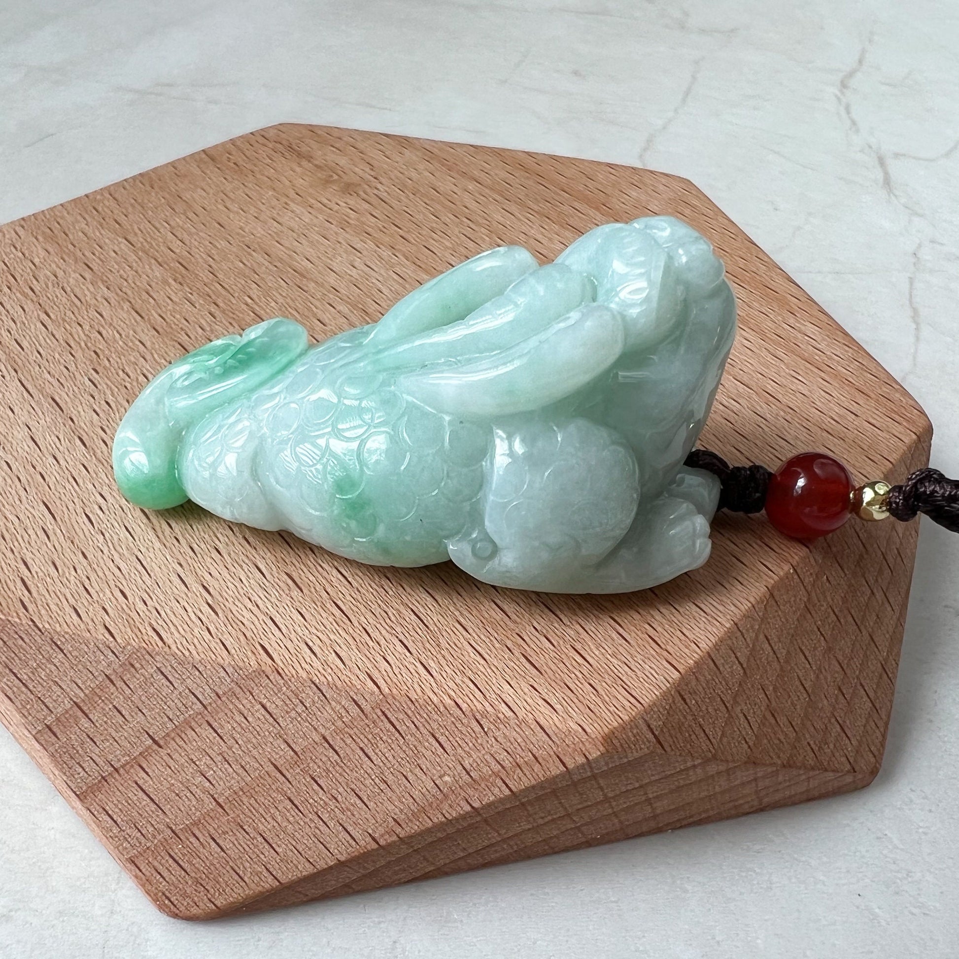 Green Jadeite Jade, Dragon Pixiu Pi Xiu, 貔貅, Dragon Chinese Carved Pendant, ZYF-1221-1651242206 - AriaDesignCollection