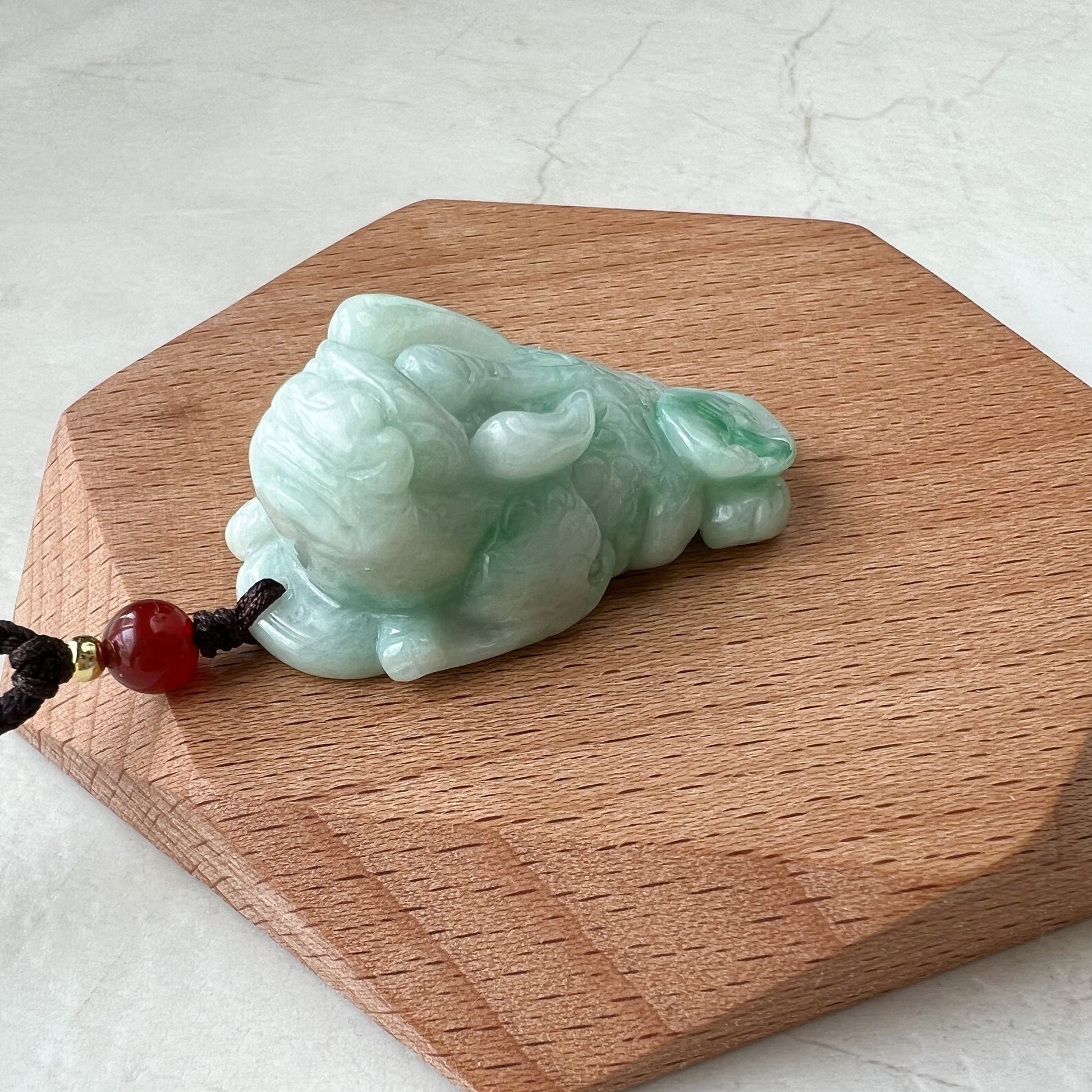 Green Jadeite Jade, Dragon Pixiu Pi Xiu, 貔貅, Dragon Chinese Carved Pendant, ZYF-1221-1651242206 - AriaDesignCollection