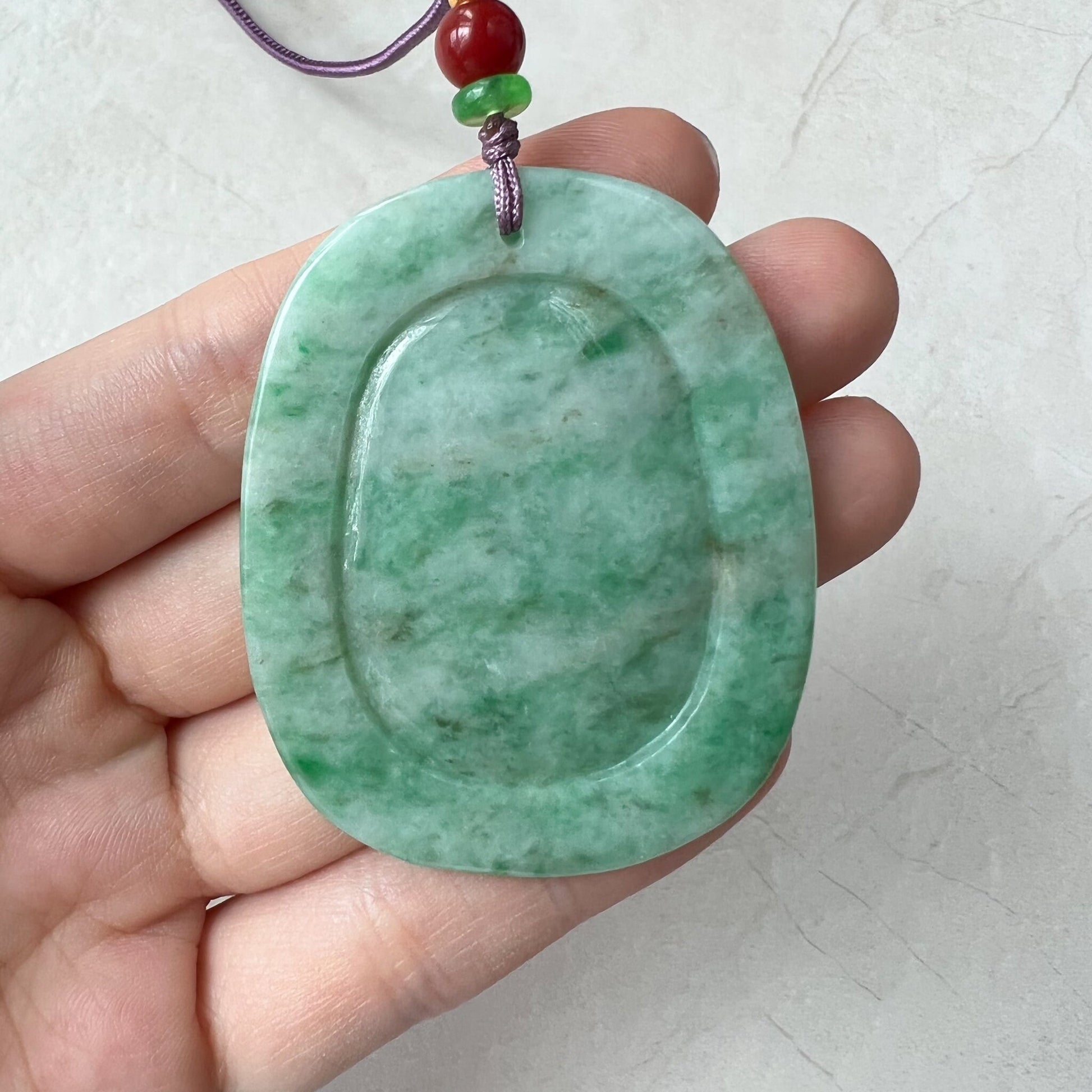 Green Jadeite Jade Floral Twin Bird, Magpie, Hand Carved Pendant, ZYF-0322-1651243643 - AriaDesignCollection