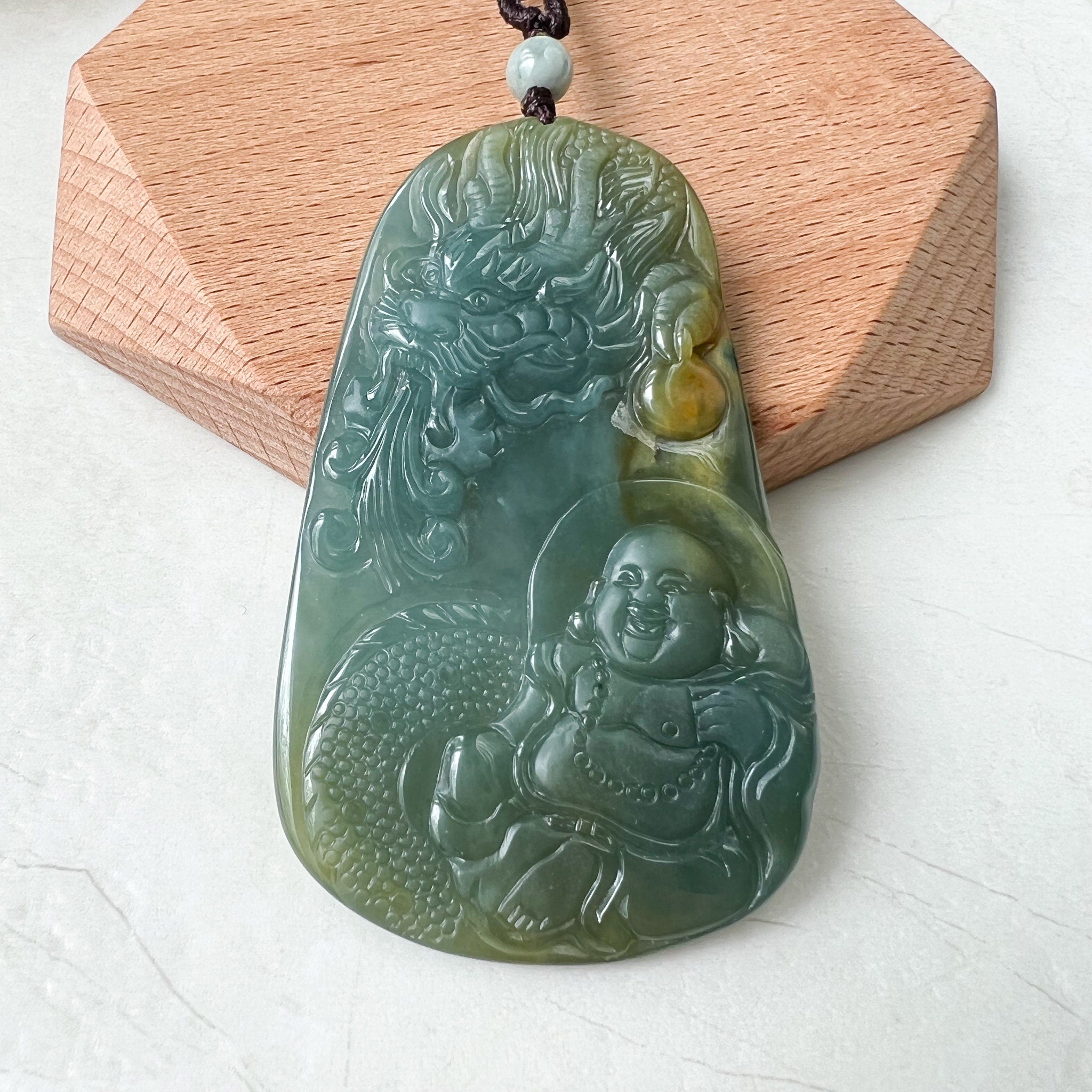 Large jade deals buddha pendant