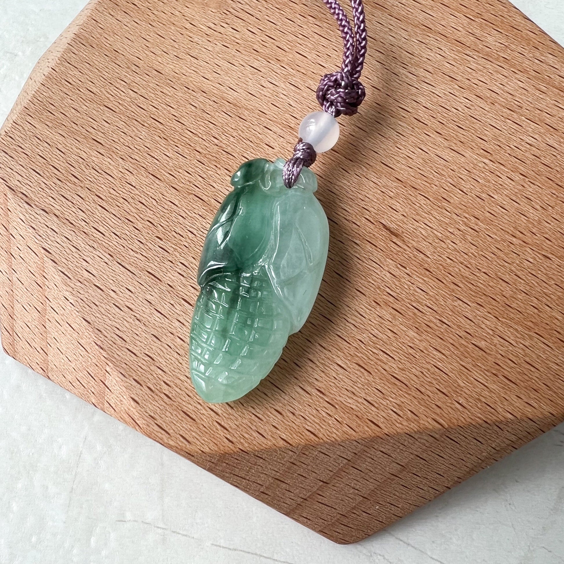 Jadeite Jade Translucent Blue Green Corn Necklace, ZYF-0322-1651680300 - AriaDesignCollection