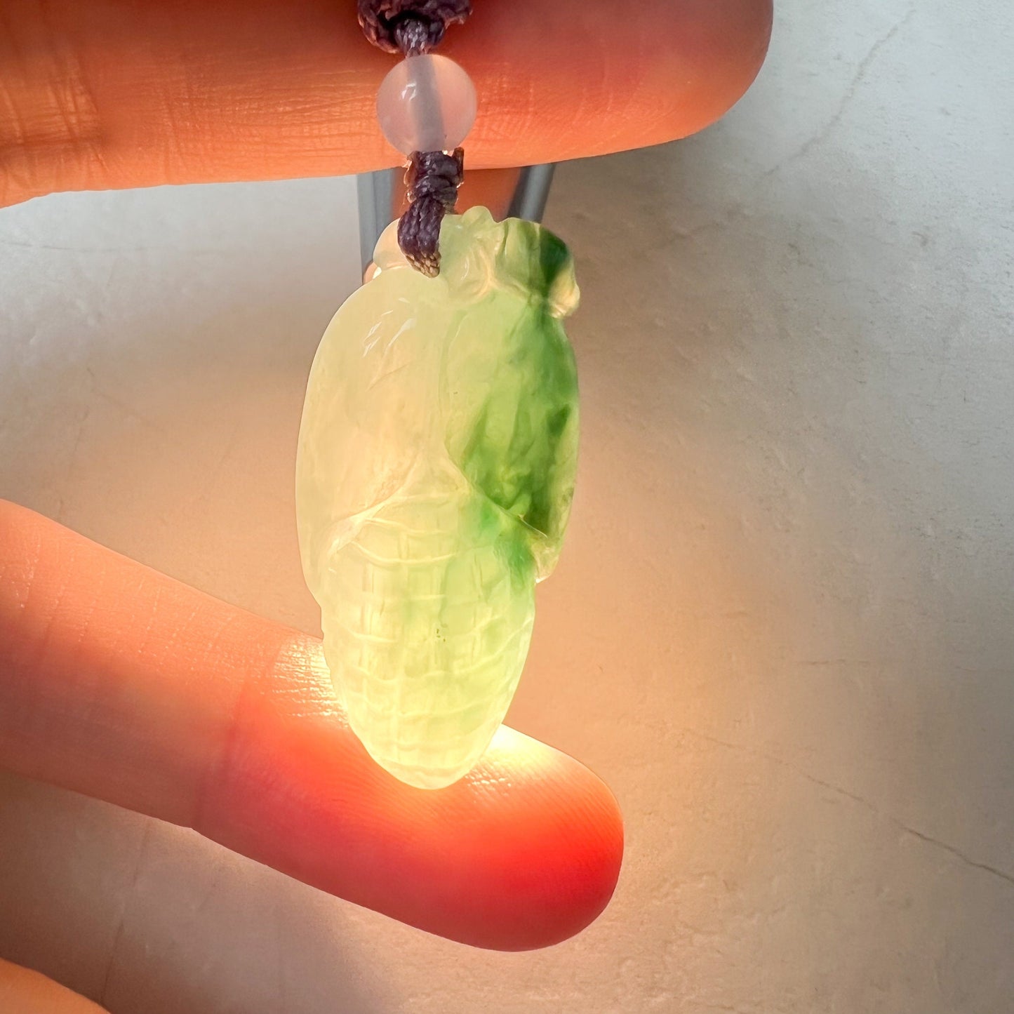 Jadeite Jade Translucent Blue Green Corn Necklace, ZYF-0322-1651680300 - AriaDesignCollection