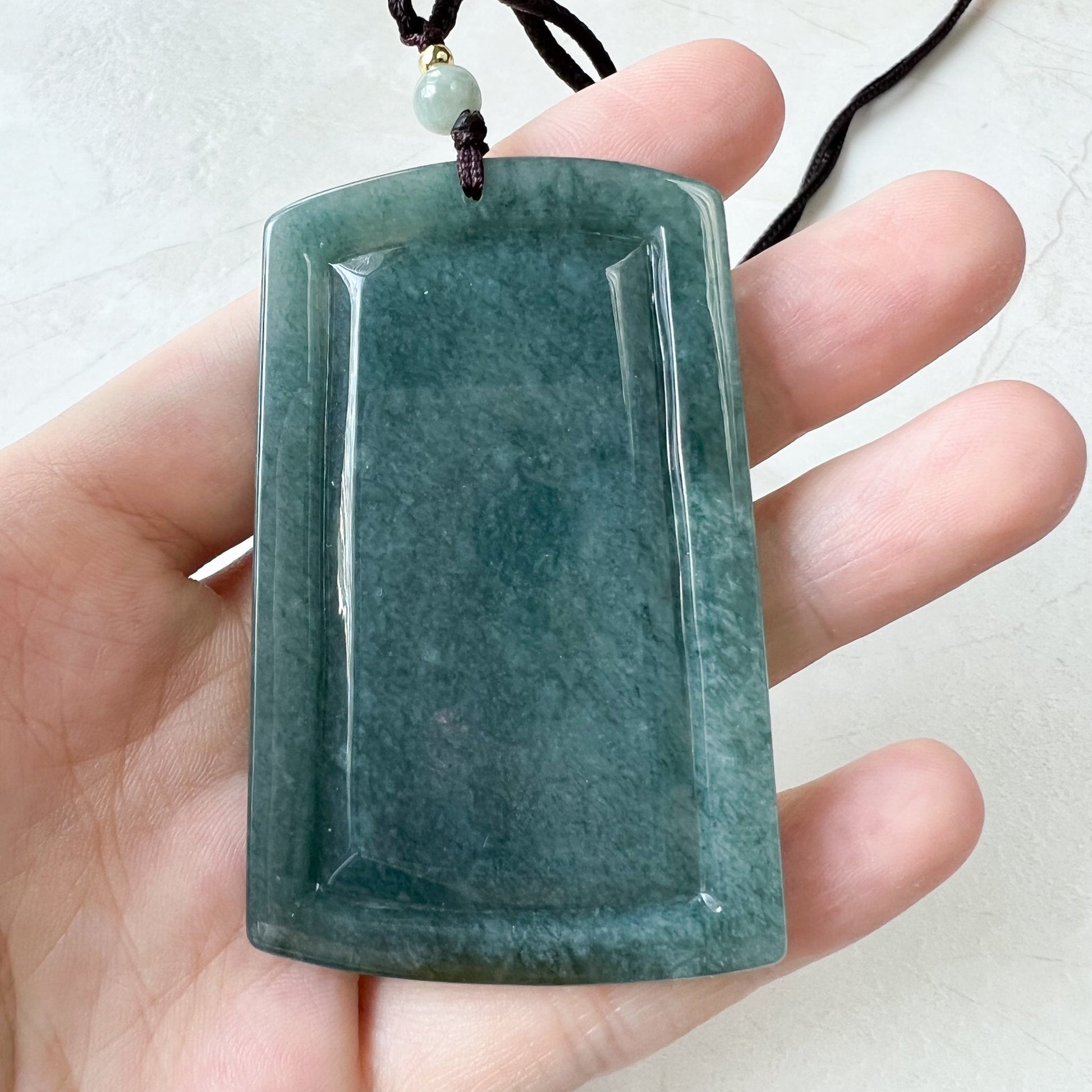 Large Green Jadeite Jade Guan Yu Guan Gong Carved Pendant Necklace, ZYF-0322-1651912681 - AriaDesignCollection