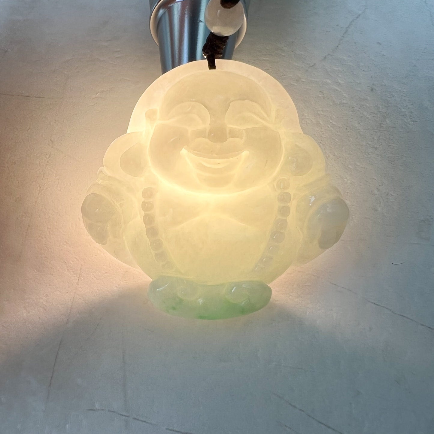 Large Green Jadeite Jade Happy Buddha Carved Jadeite Pendant, Budai, ZYF-0322-1654008483 - AriaDesignCollection