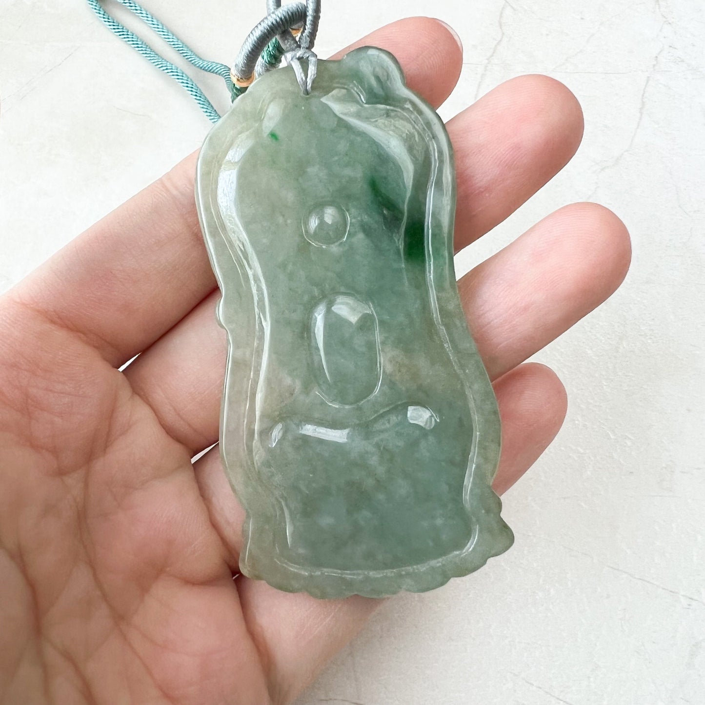 Jadeite Jade Akasagarbha Buddha, Xu Kong Zang, bodhisattva, Hư Không Tạng Bồ Tát, 虚空藏, Hand Carved Pendant Necklace, YJ-0322-0320848 - AriaDesignCollection