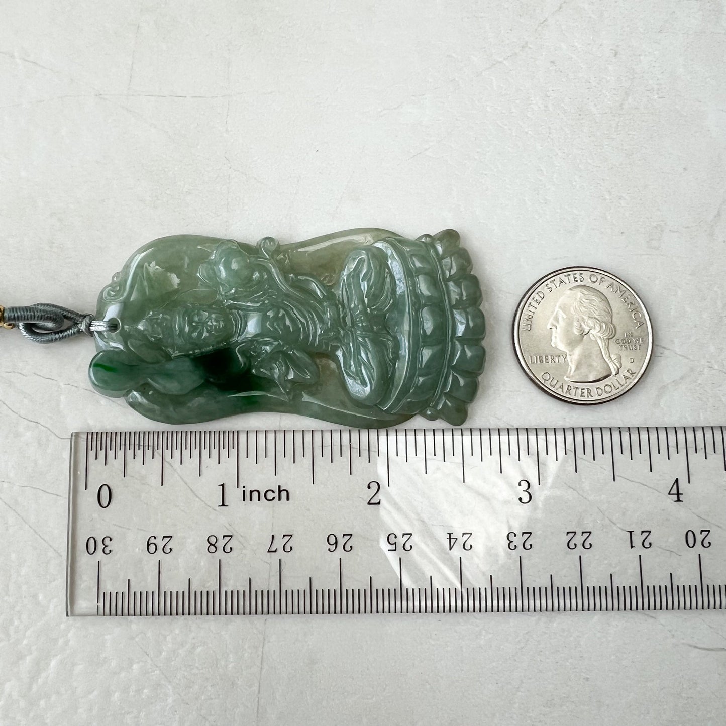 Jadeite Jade Akasagarbha Buddha, Xu Kong Zang, bodhisattva, Hư Không Tạng Bồ Tát, 虚空藏, Hand Carved Pendant Necklace, YJ-0322-0320848 - AriaDesignCollection