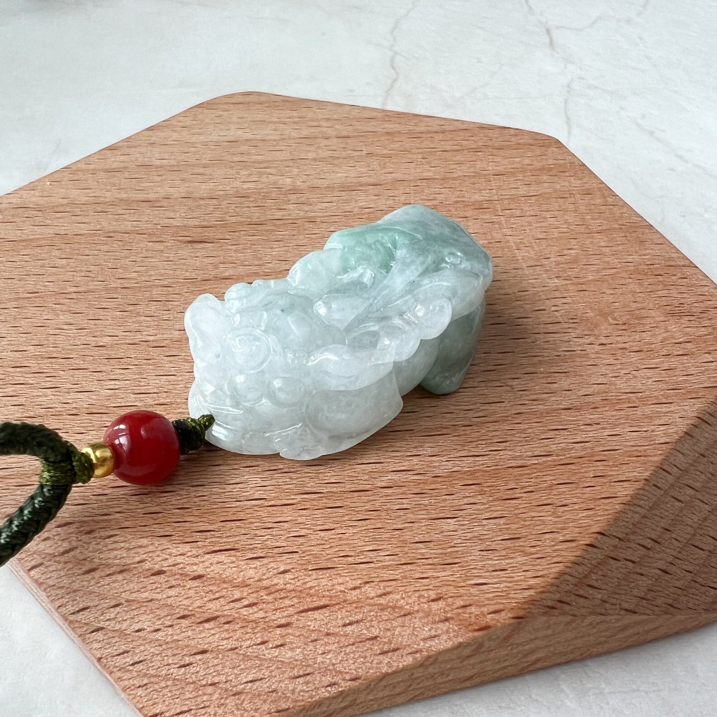 Light Green Jadeite Jade, Dragon Pixiu Pi Xiu, 貔貅, Dragon Chinese Carved Pendant, ZYF-0322-1652195566 - AriaDesignCollection