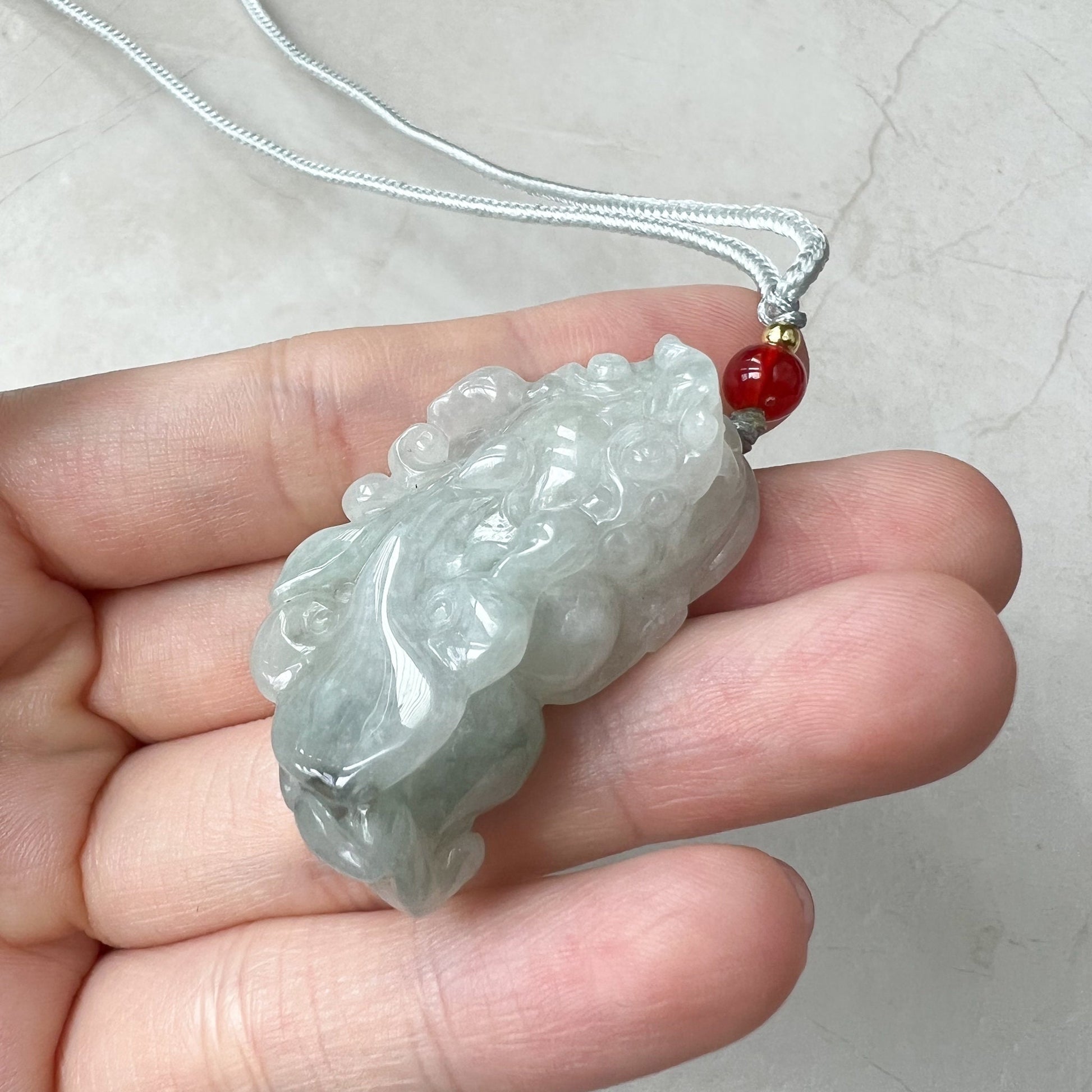 Light Green Jadeite Jade, Dragon Pixiu Pi Xiu, 貔貅, Dragon Chinese Carved Pendant, ZYF-0322-1652197674 - AriaDesignCollection