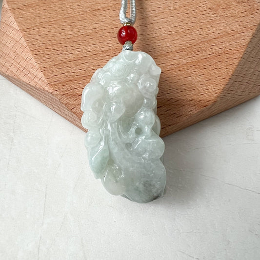 Light Green Jadeite Jade, Dragon Pixiu Pi Xiu, 貔貅, Dragon Chinese Carved Pendant, ZYF-0322-1652197674 - AriaDesignCollection