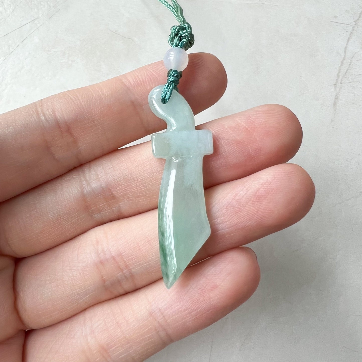 Jadeite Jade Green Jade Sword, Dagger, Hand Carved Pendant Necklace, ZYF-0322-1652554280 - AriaDesignCollection