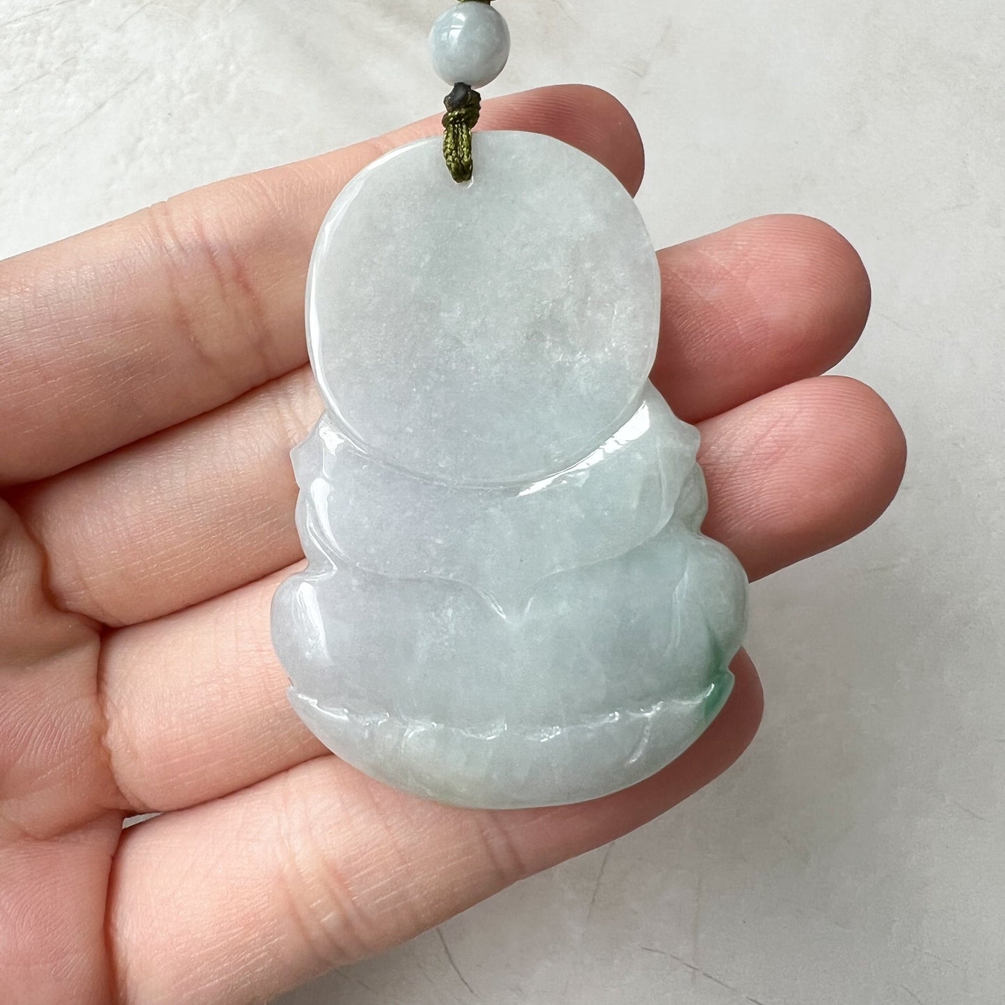 Jadeite Jade Guan Yin Avalokiteshvara, Quan Am, 观音, Hand Carved Pendant Necklace, YW-0110-1652569917 - AriaDesignCollection