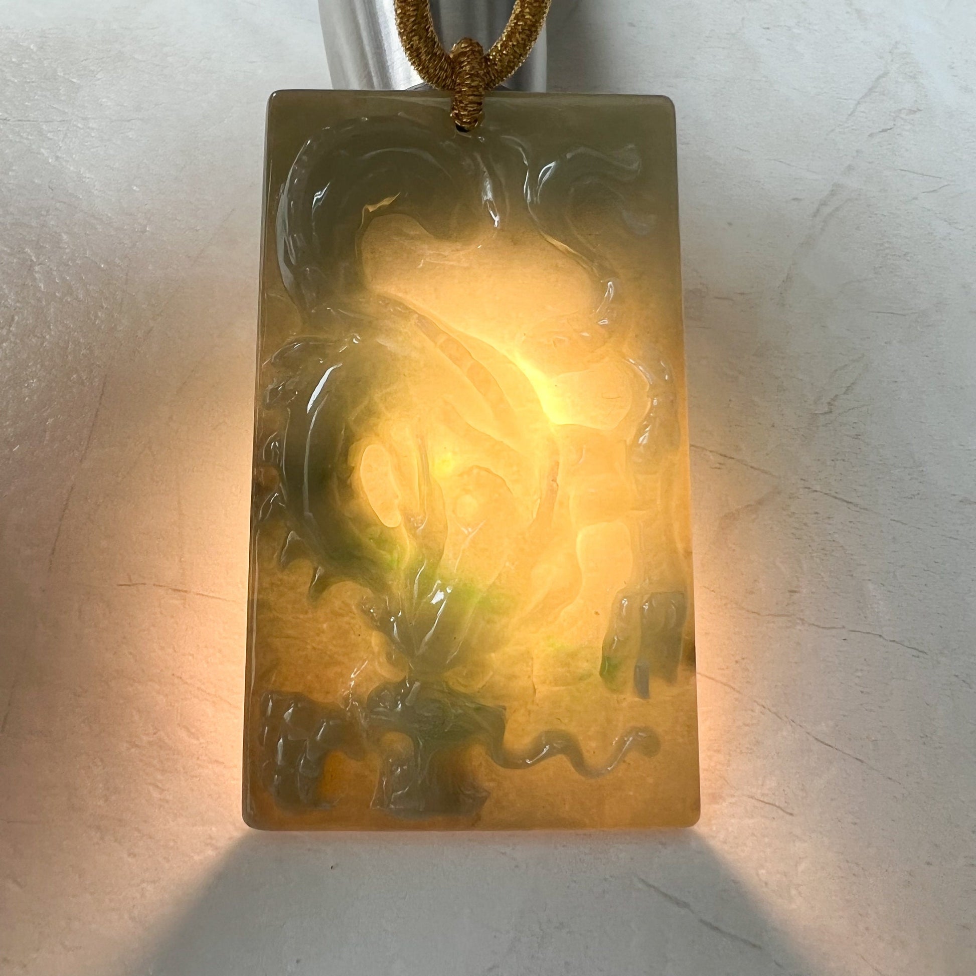 Jadeite Jade Dragon Chinese Zodiac Hand Carved Pendant Necklace, YJ-0321-0319300 - AriaDesignCollection